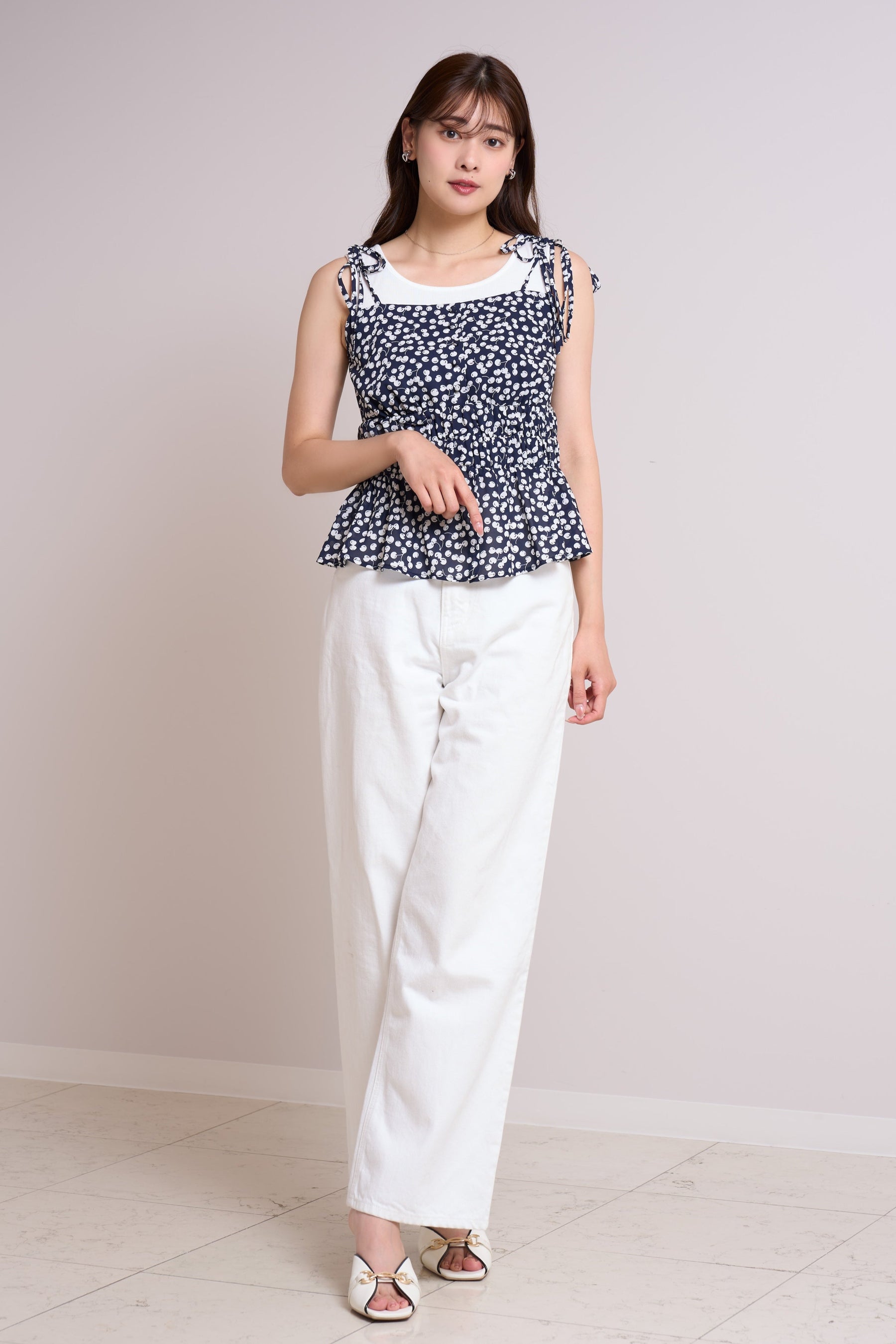 Cherry Pattern Strap Top