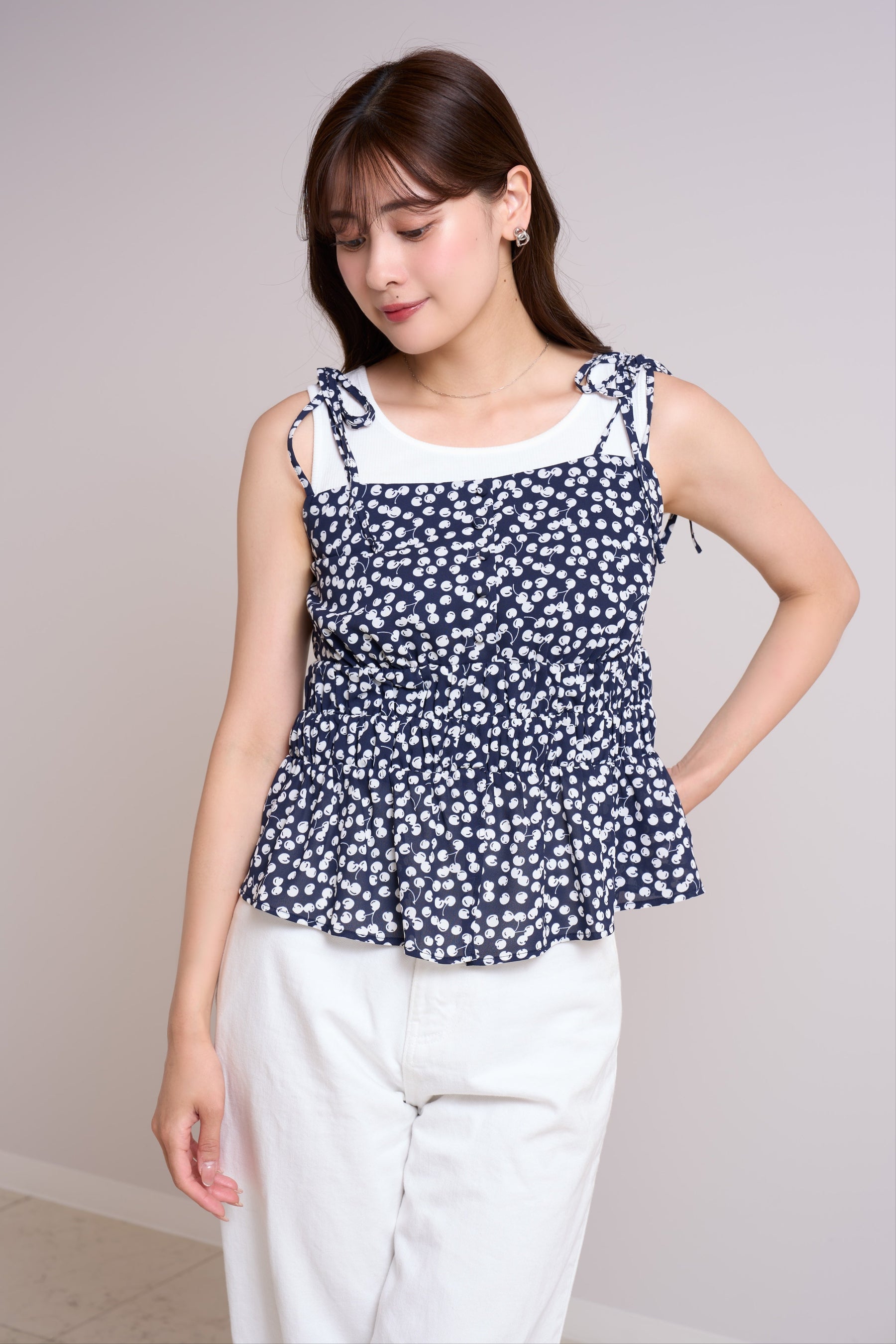 Cherry Pattern Strap Top