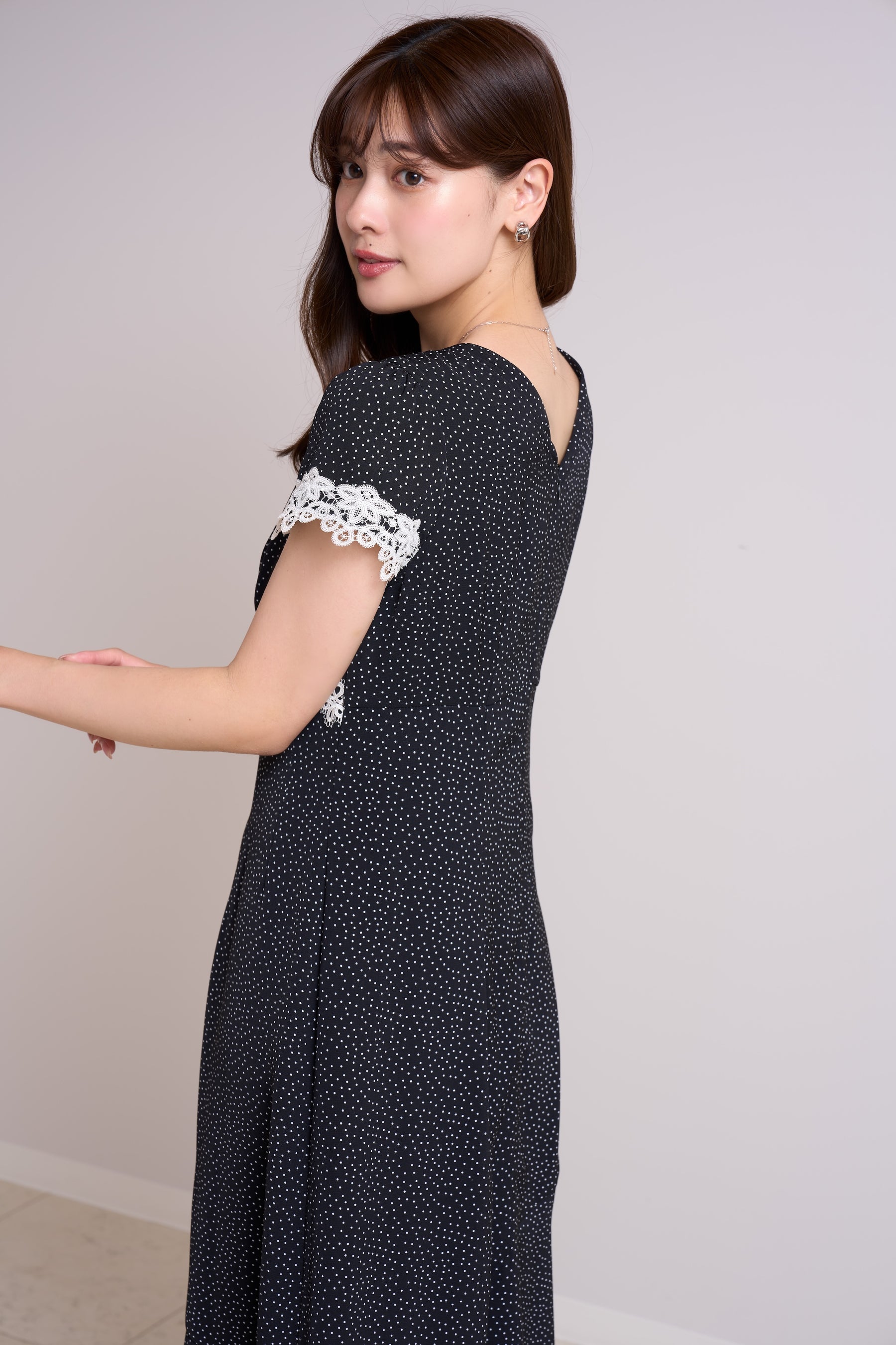 Polka-Dot Lace-Trim Dress