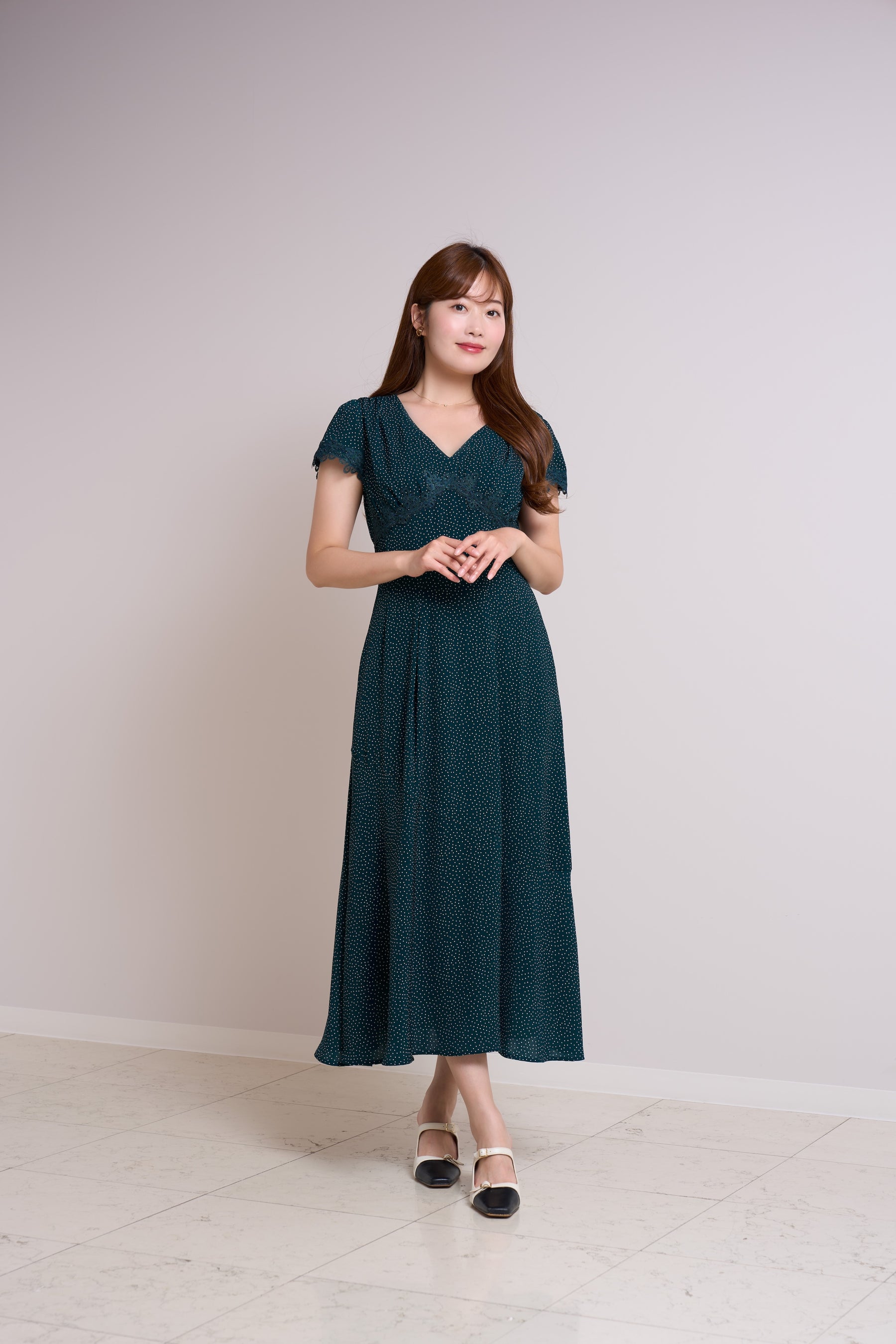 Polka-Dot Lace-Trim Dress