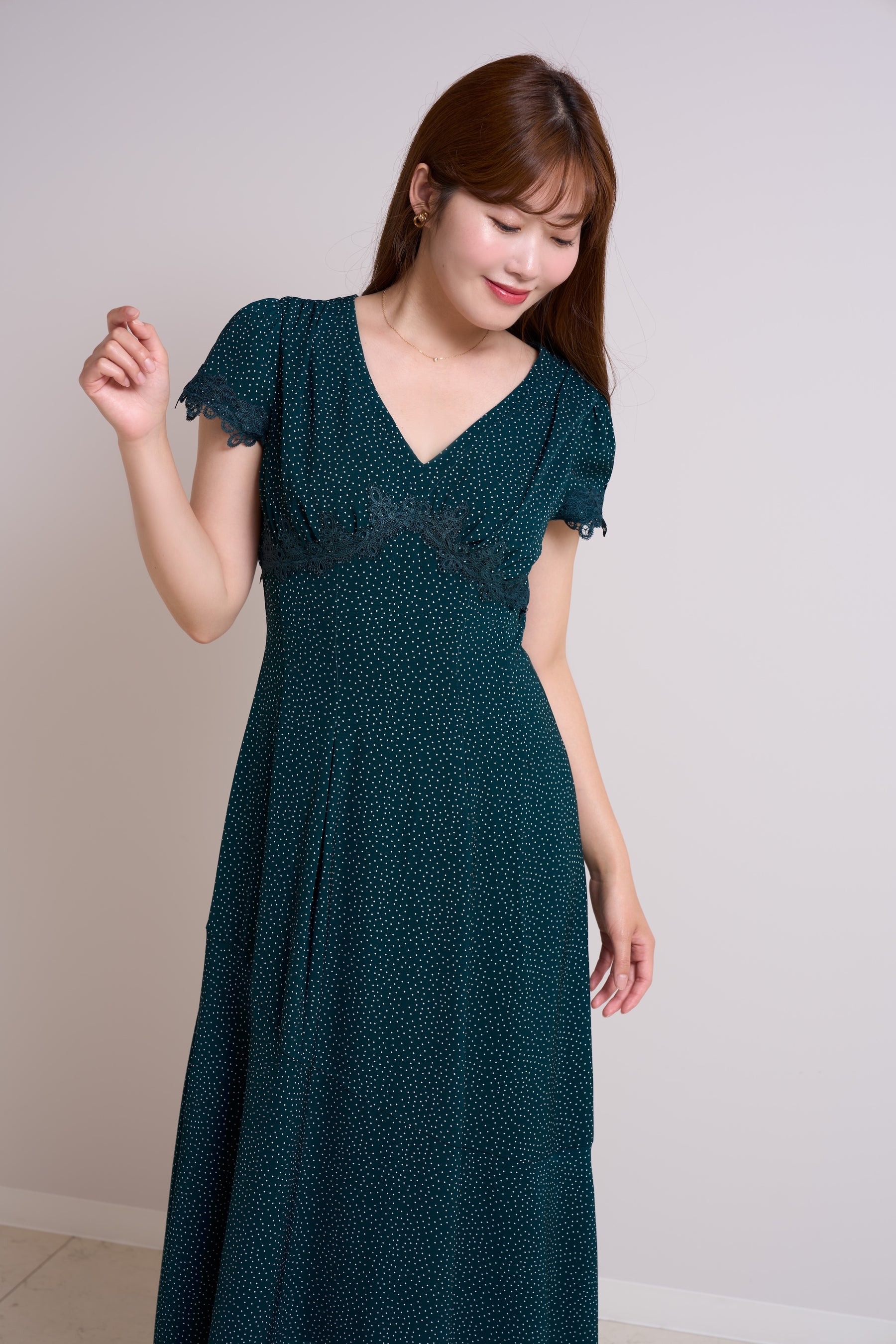 Polka-Dot Lace-Trim Dress