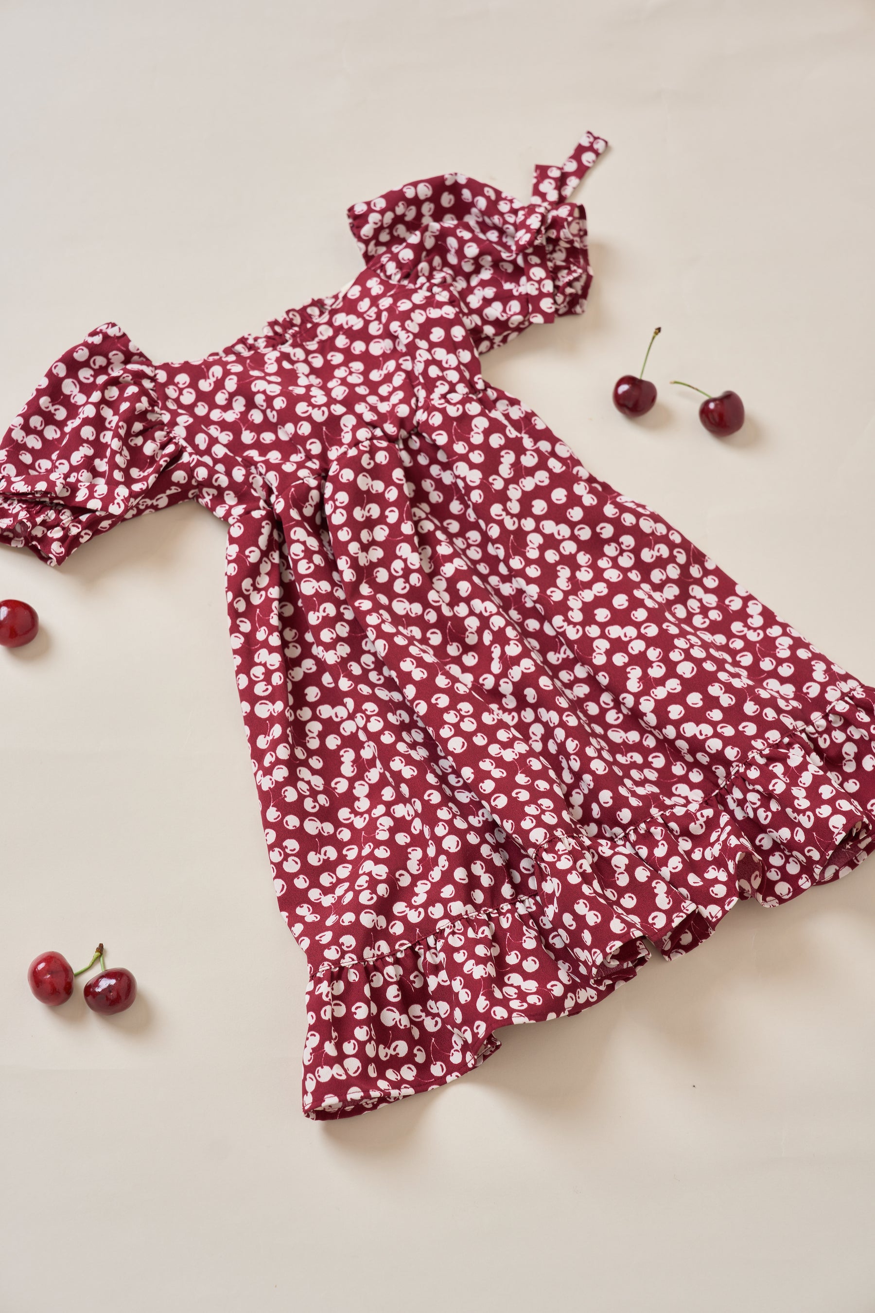 【Kids】Baby Cherry Pattern One-Piece