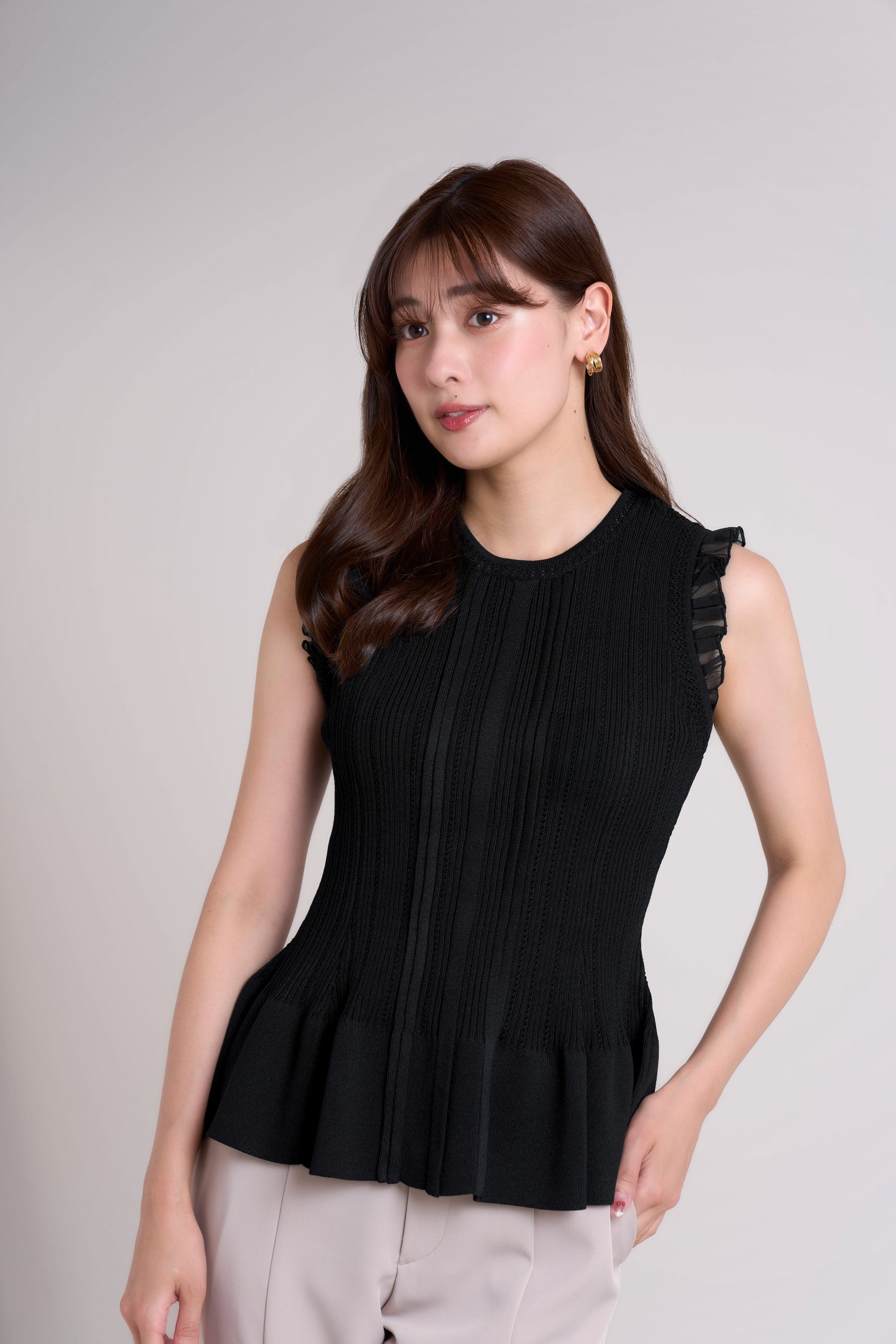 Peplum Ribbed Knit Top