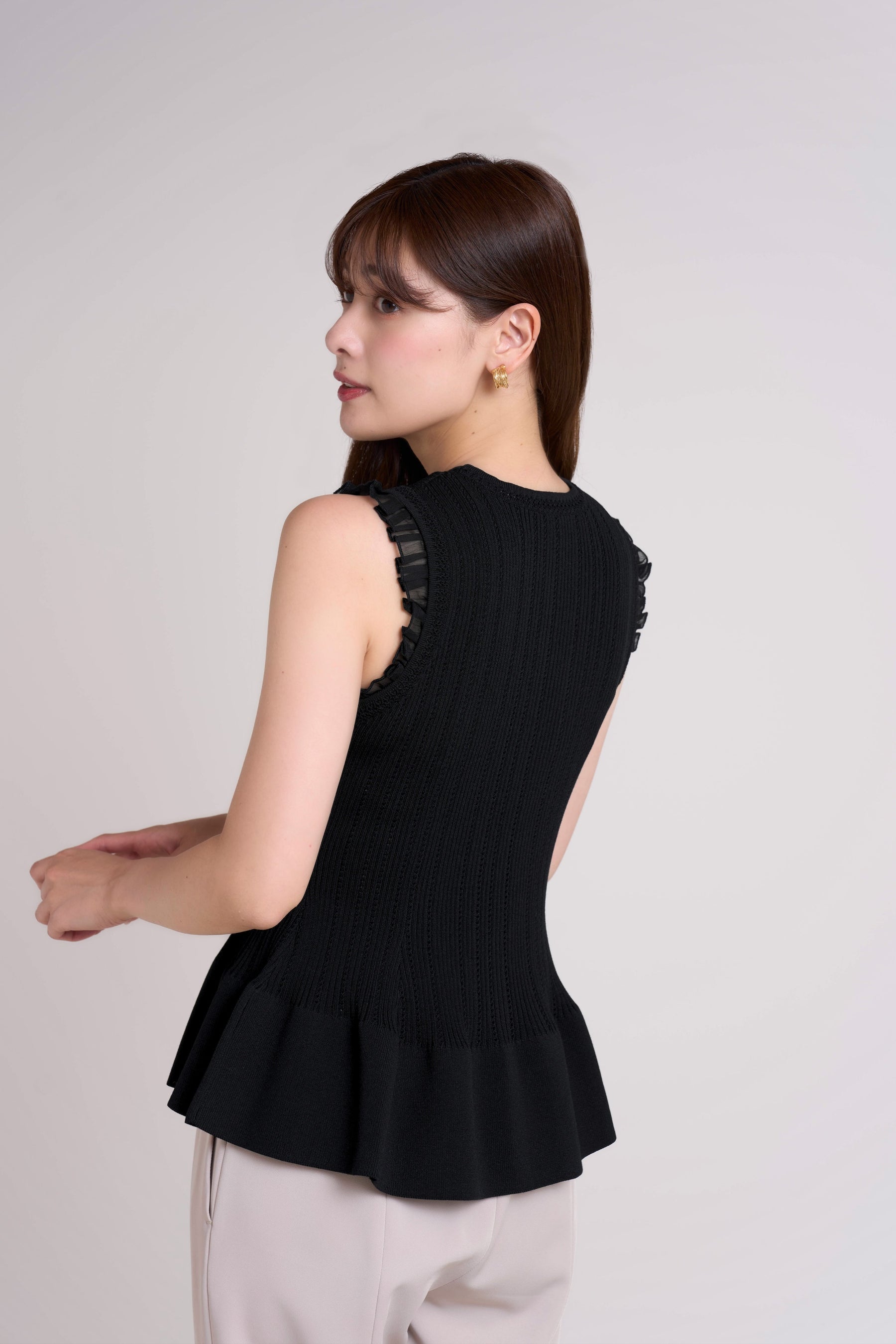 Peplum Ribbed Knit Top