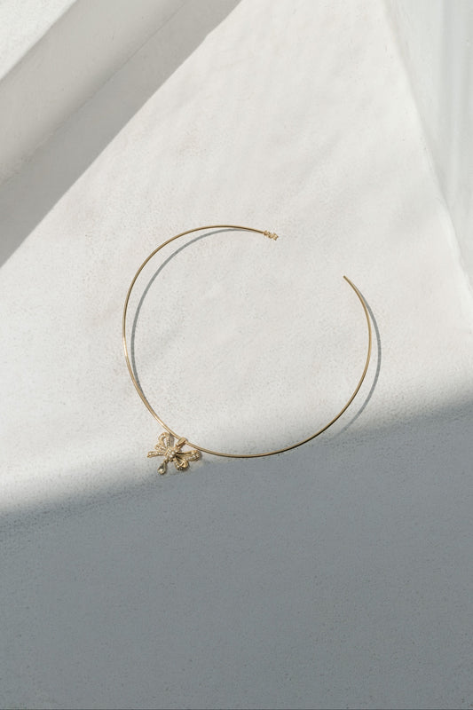 Double Crystal Ribbon Choker