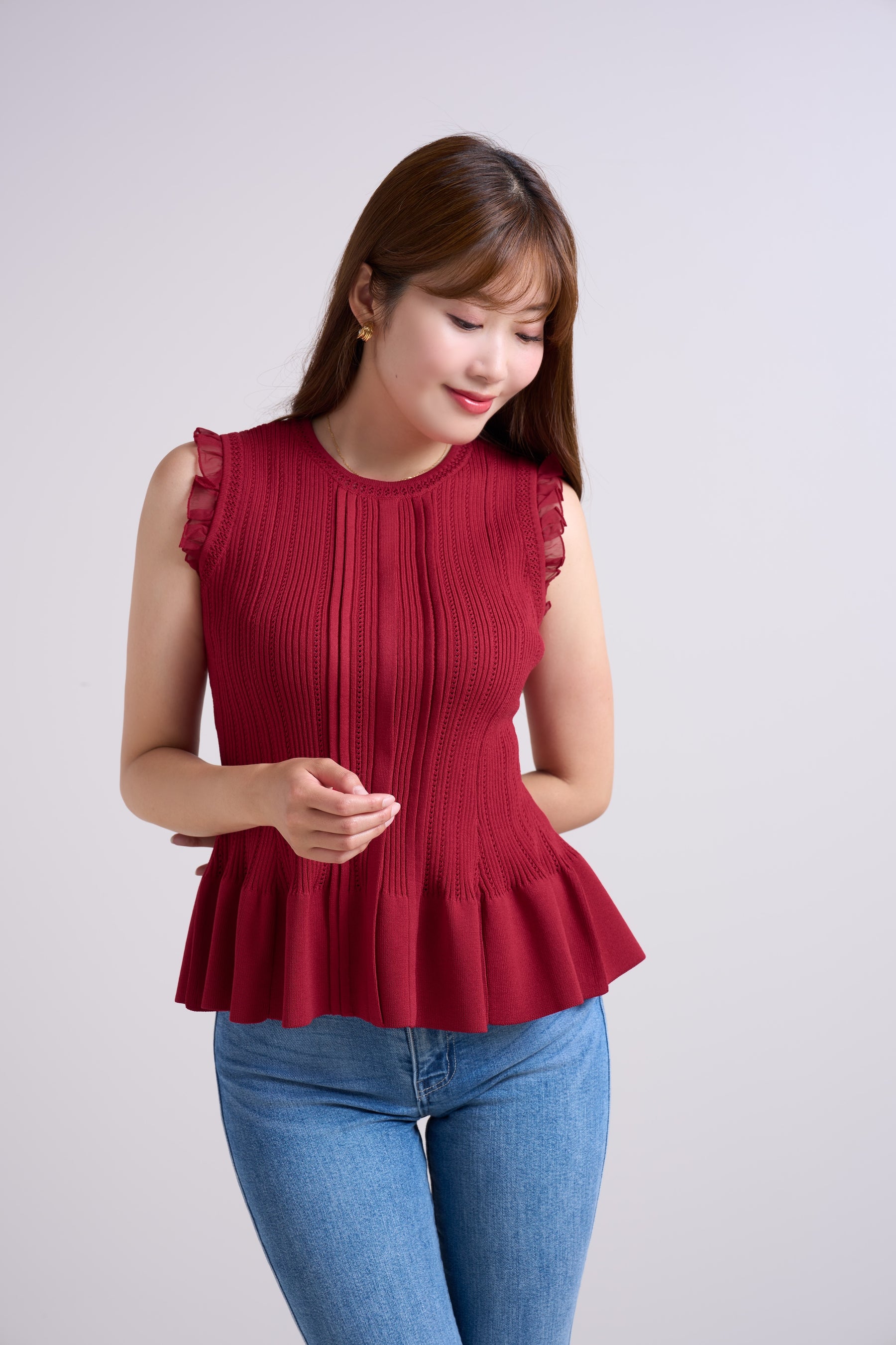 Peplum Ribbed Knit Top