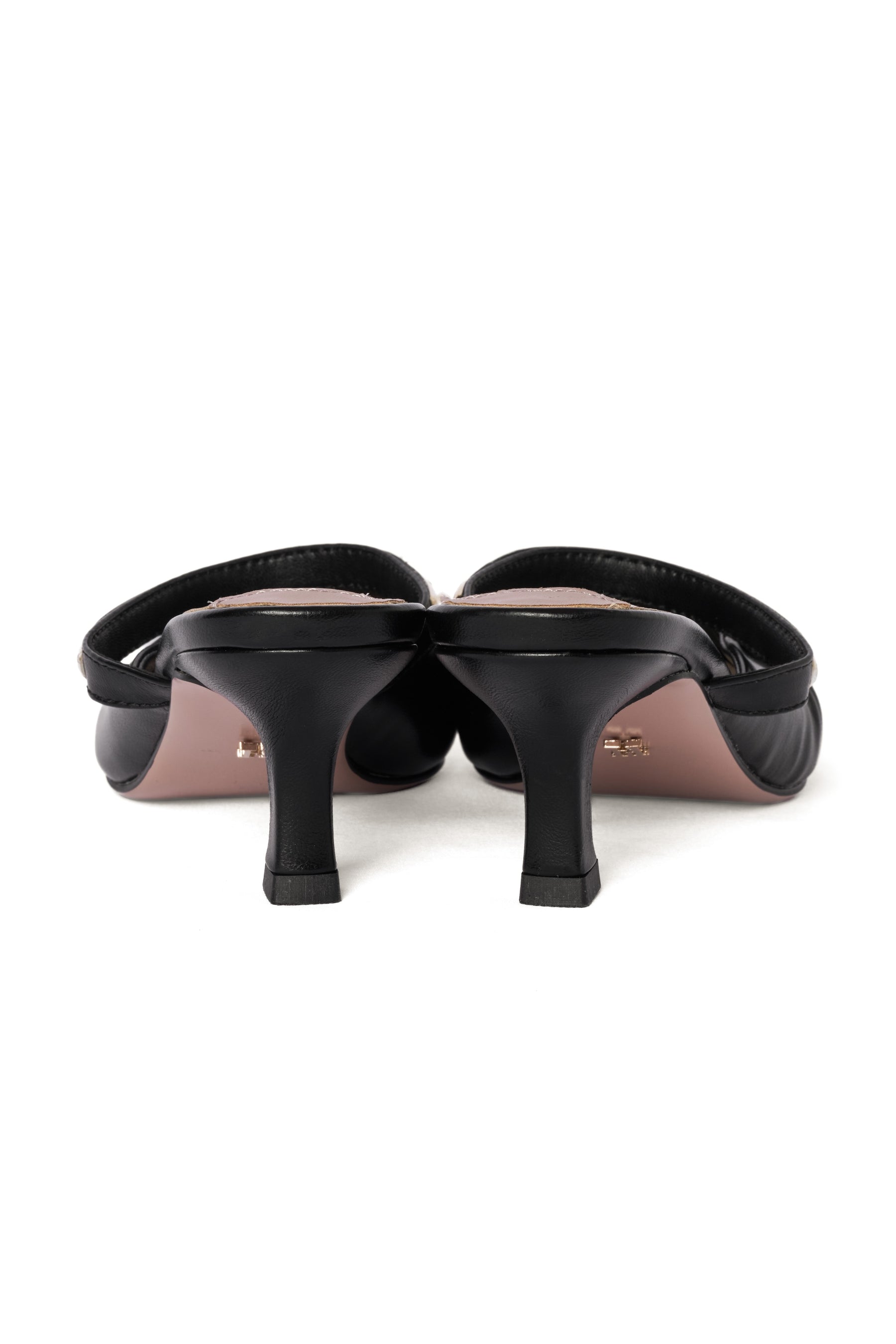 Gold-Motif Ruched Mules