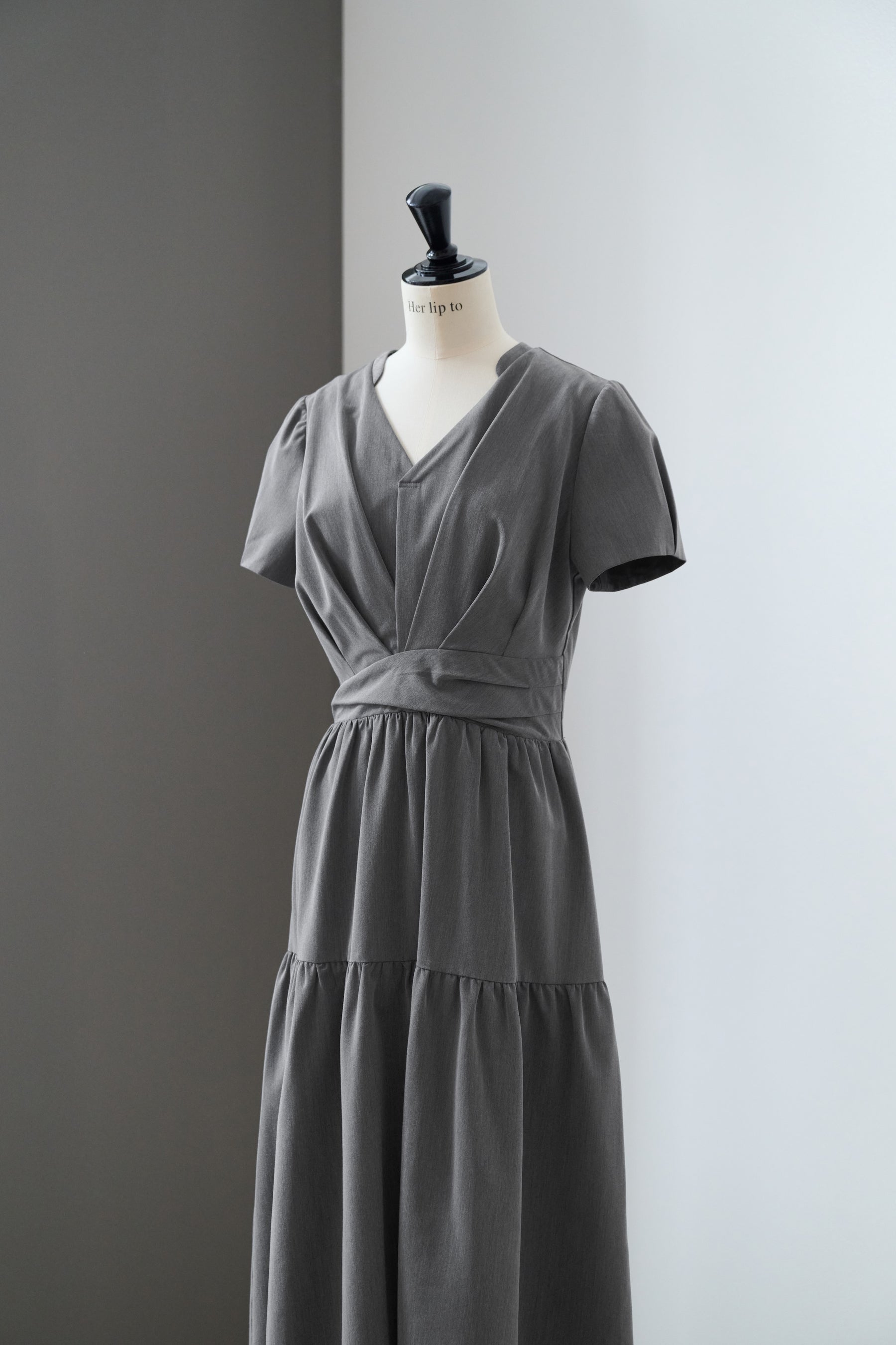 Tucked Gathered Shirt Dress