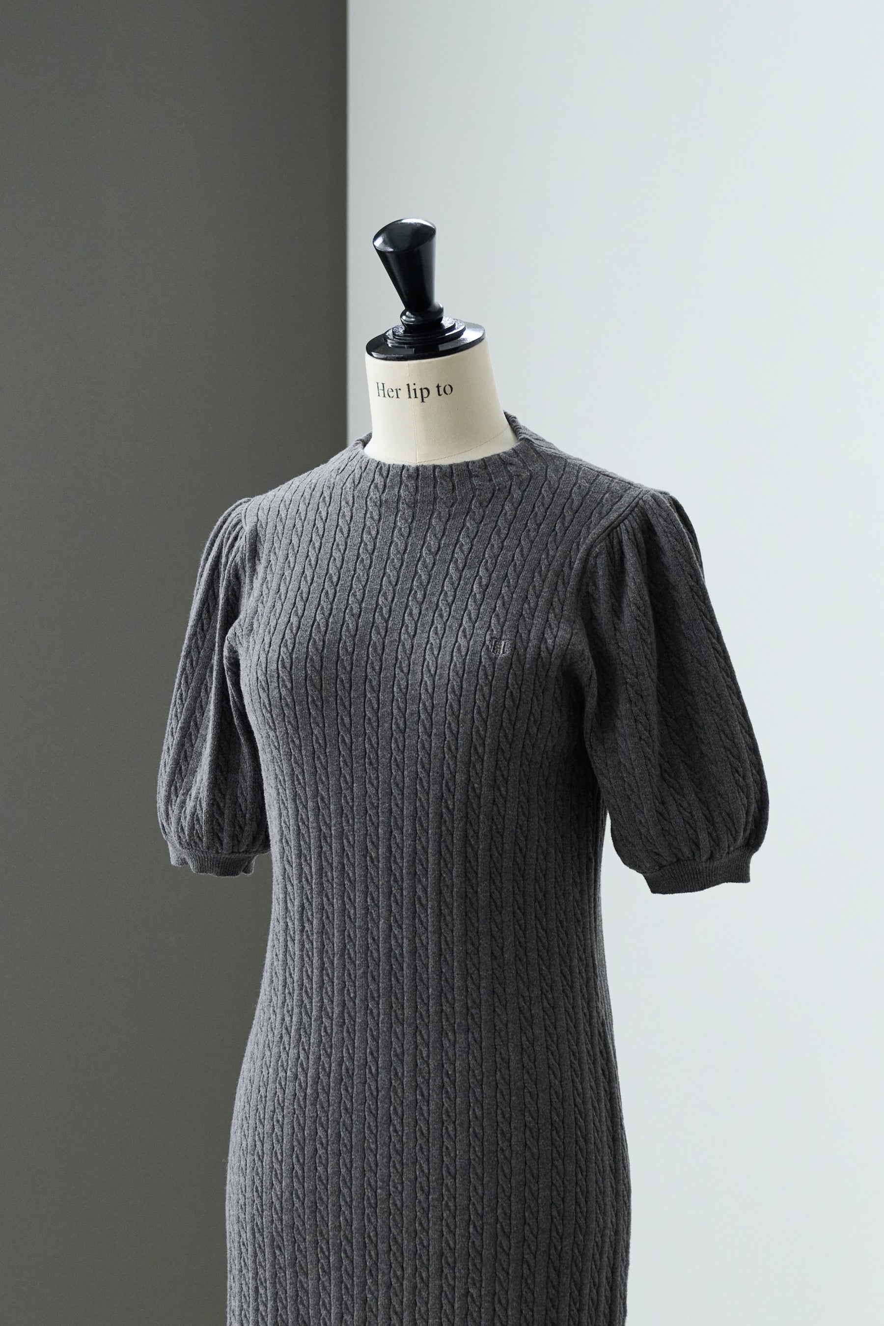 Puff Sleeve Cable Knit Dress