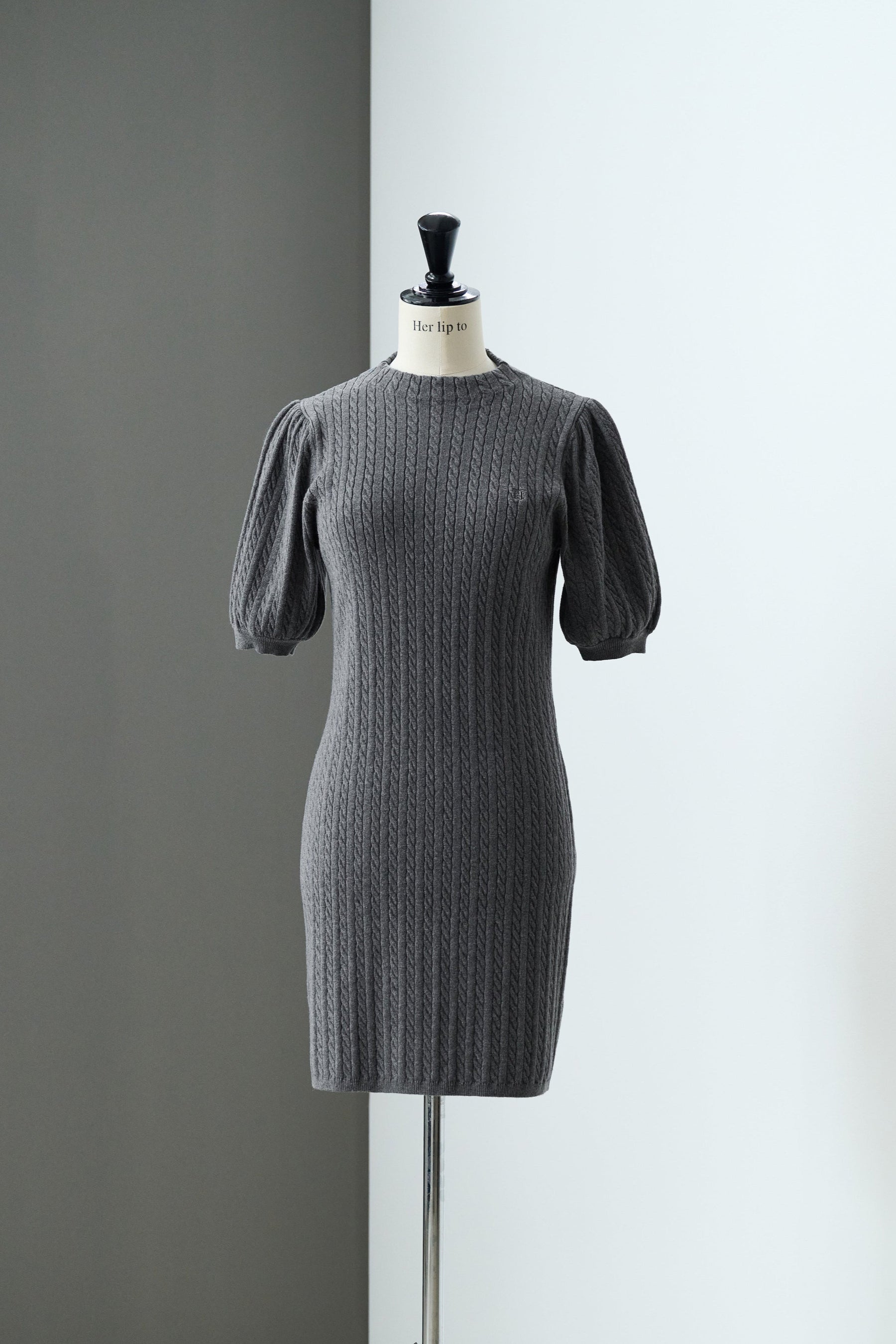 Puff Sleeve Cable Knit Dress