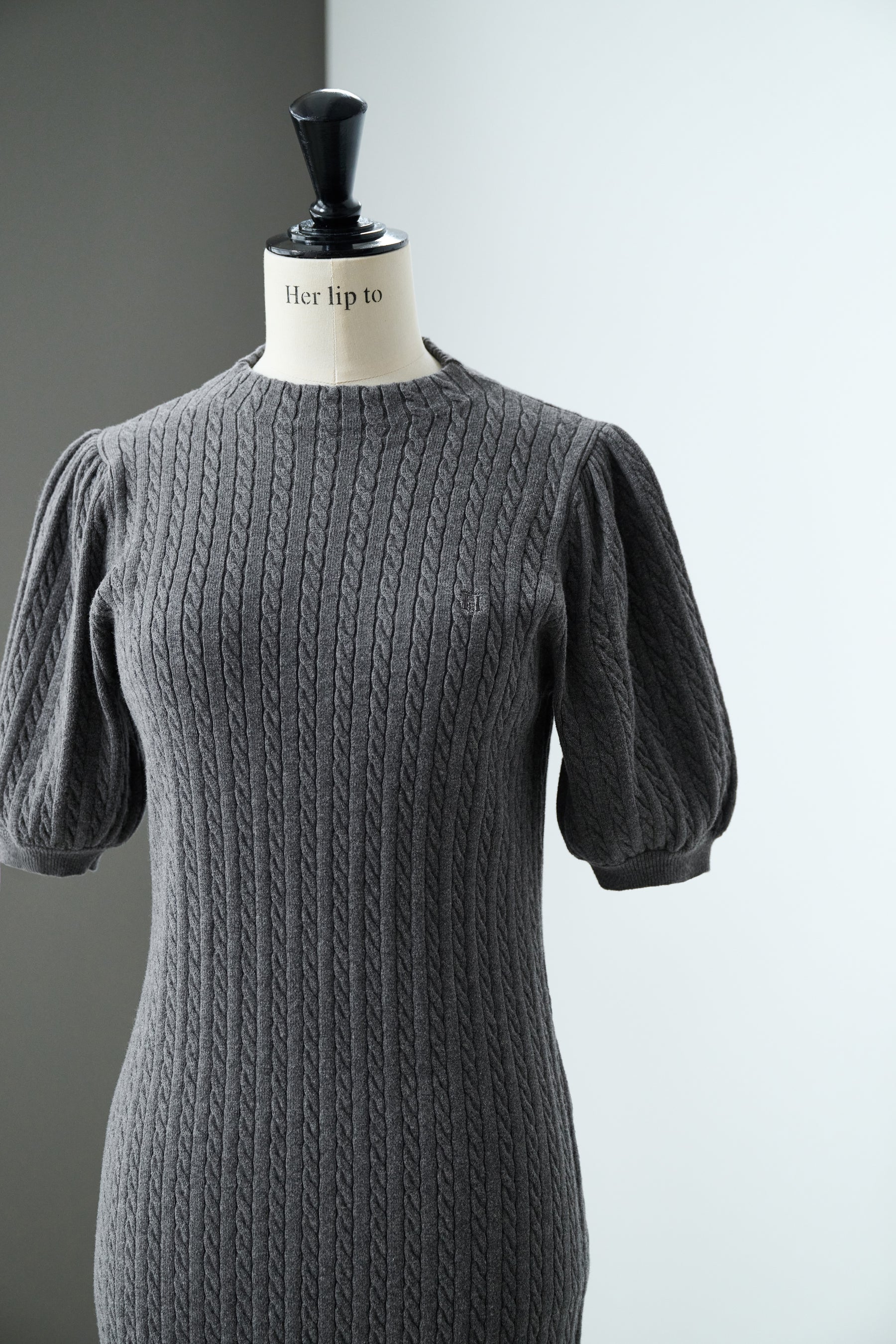 Puff Sleeve Cable Knit Dress