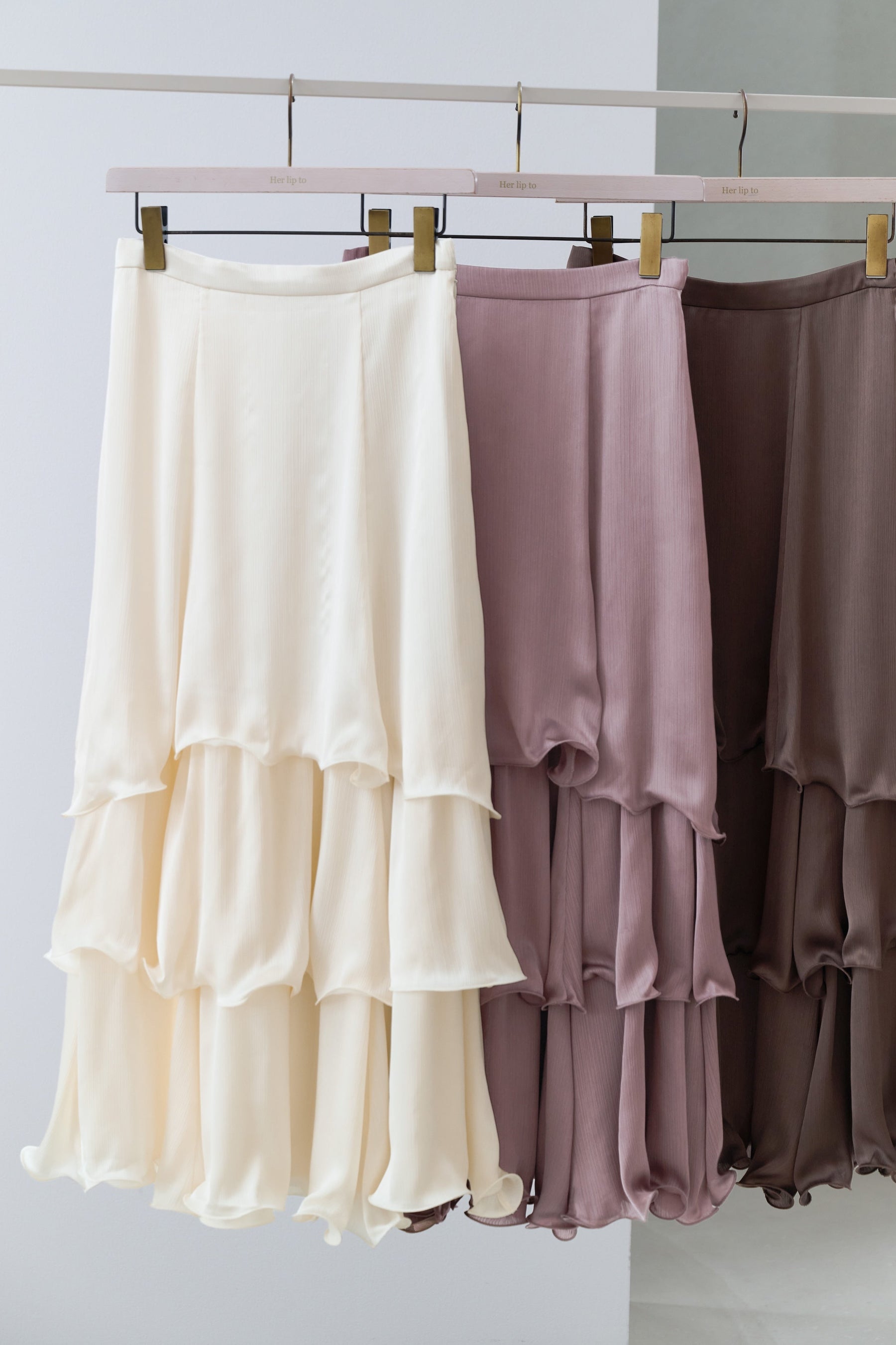 Layered Frilled Satin Skirt