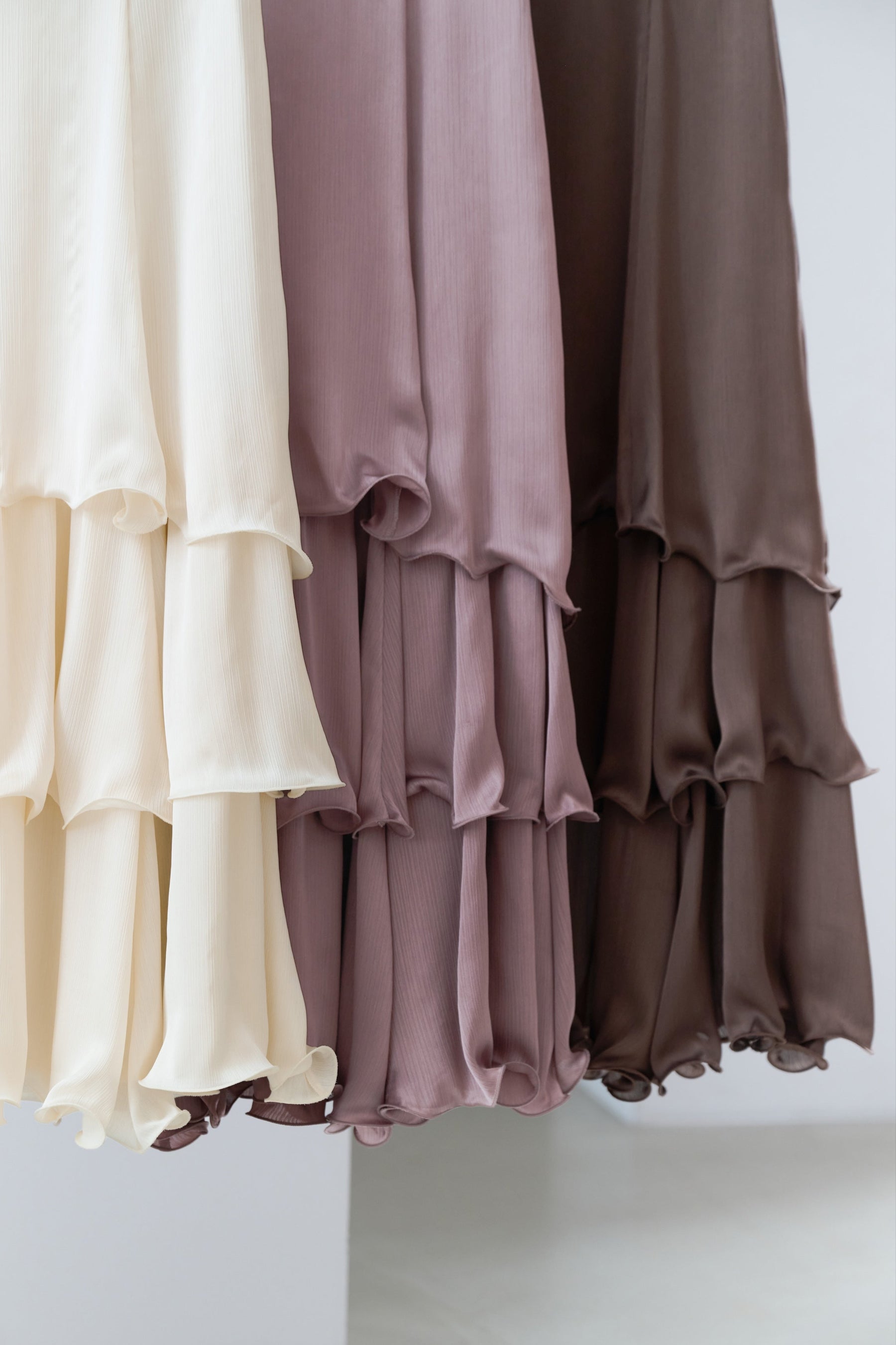 Layered Frilled Satin Skirt