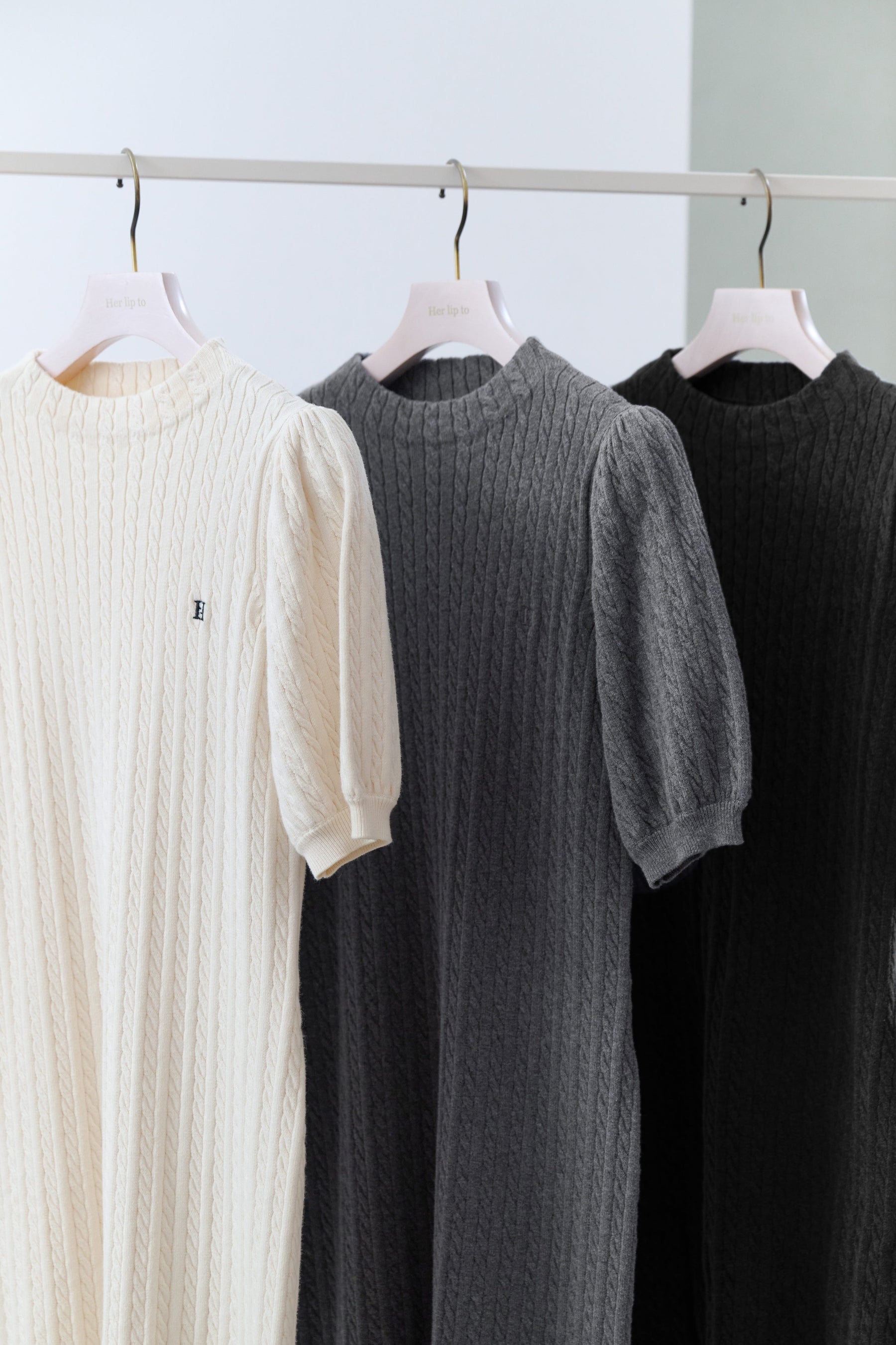 Puff Sleeve Cable Knit Dress