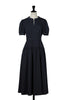Pin-Stripe Belted Flared Dress