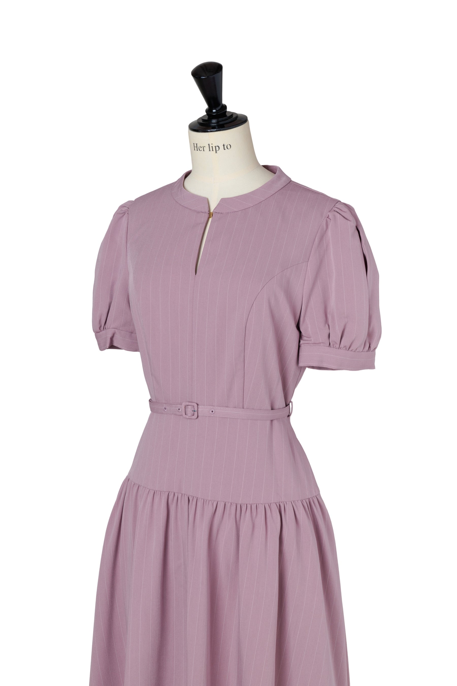 Pin-Stripe Belted Flared Dress