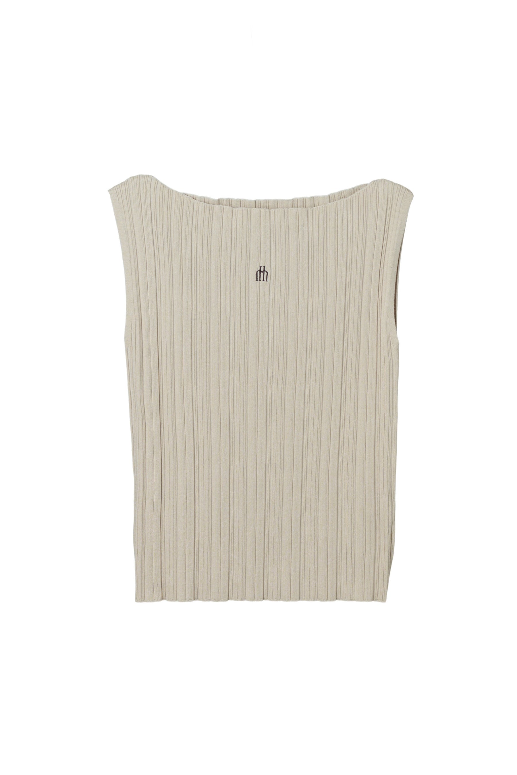 Ribbed Boat-Neck Knit Top