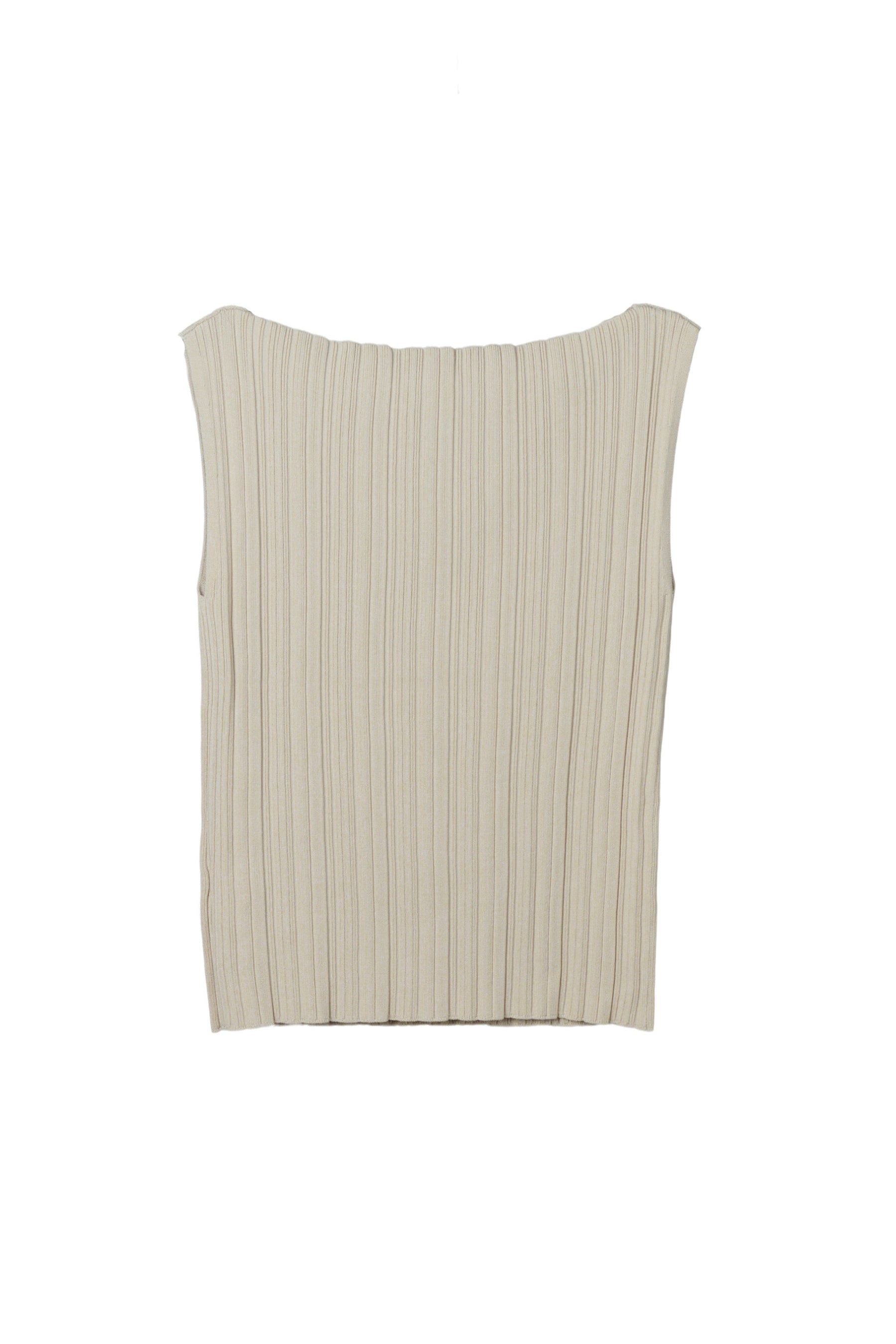 Ribbed Boat-Neck Knit Top