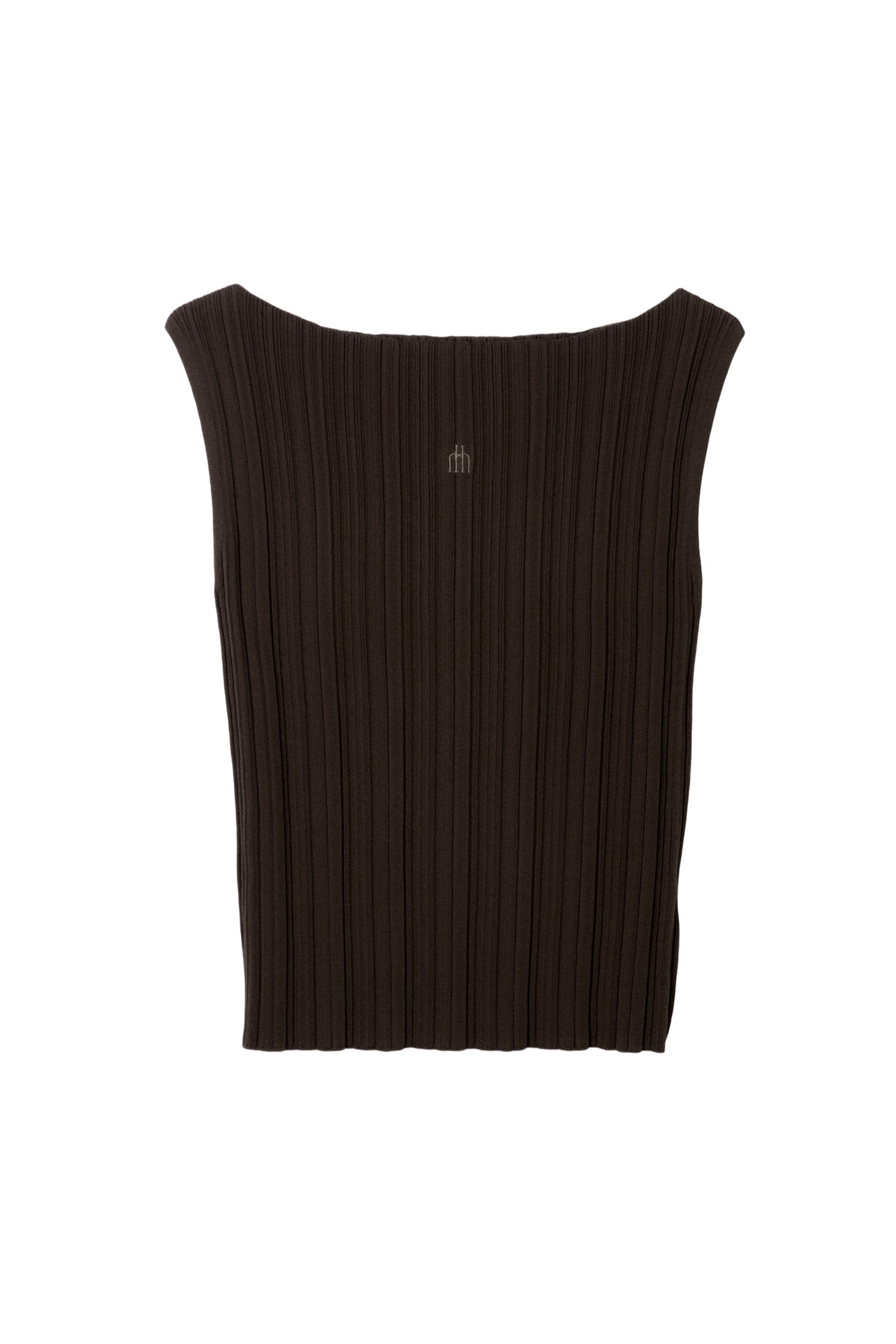 Ribbed Boat-Neck Knit Top