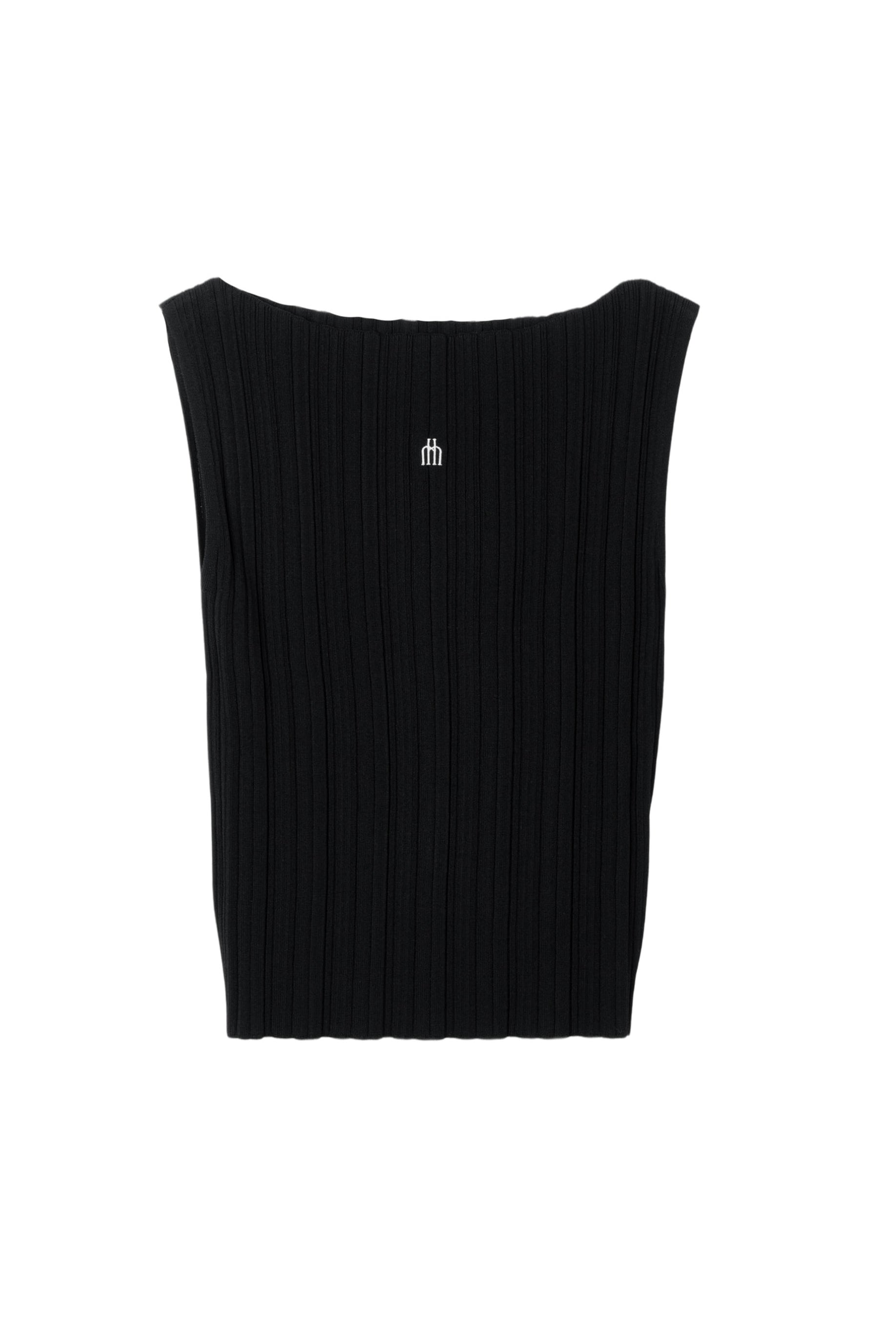 Ribbed Boat-Neck Knit Top