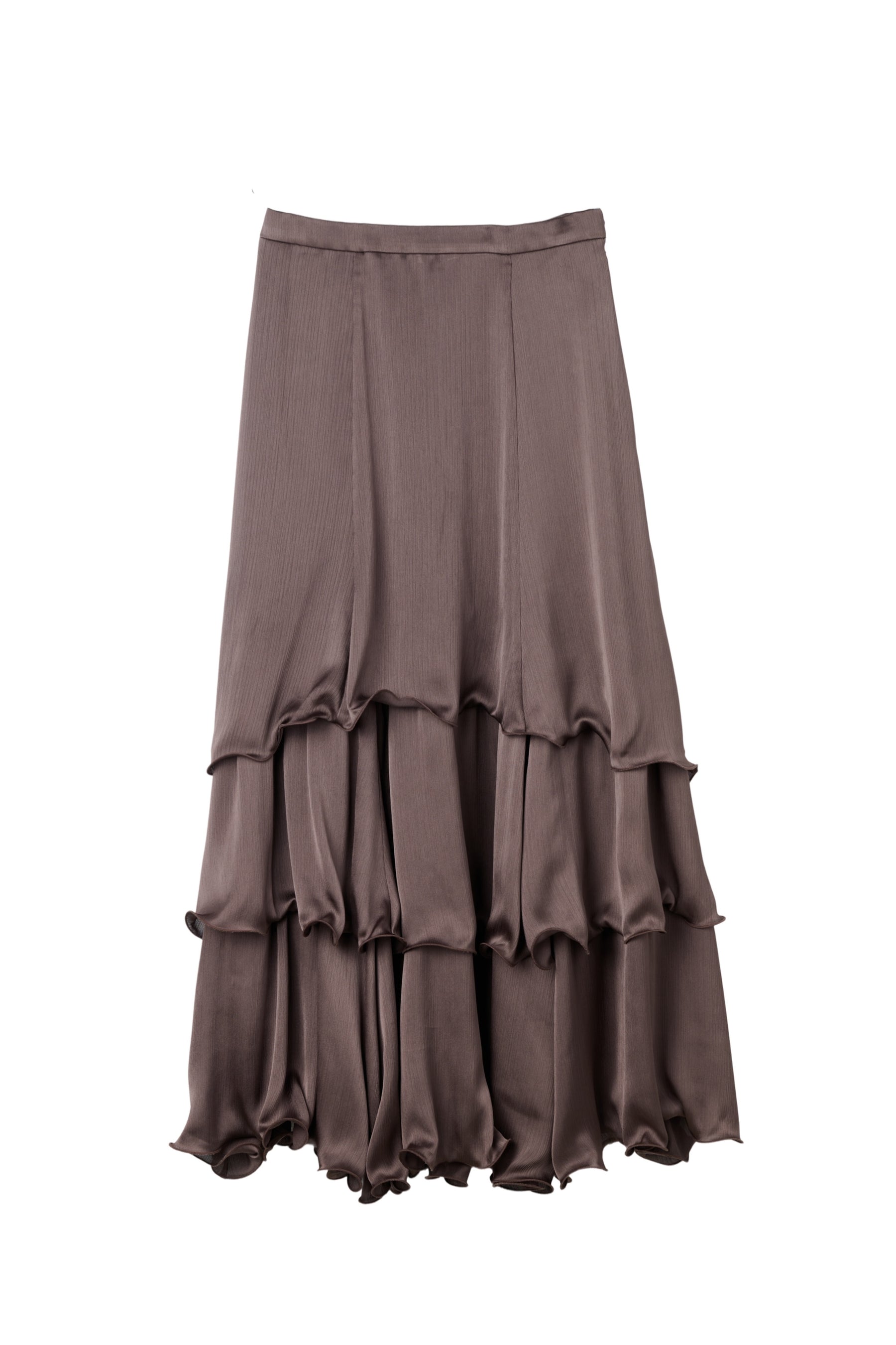 Layered Frilled Satin Skirt