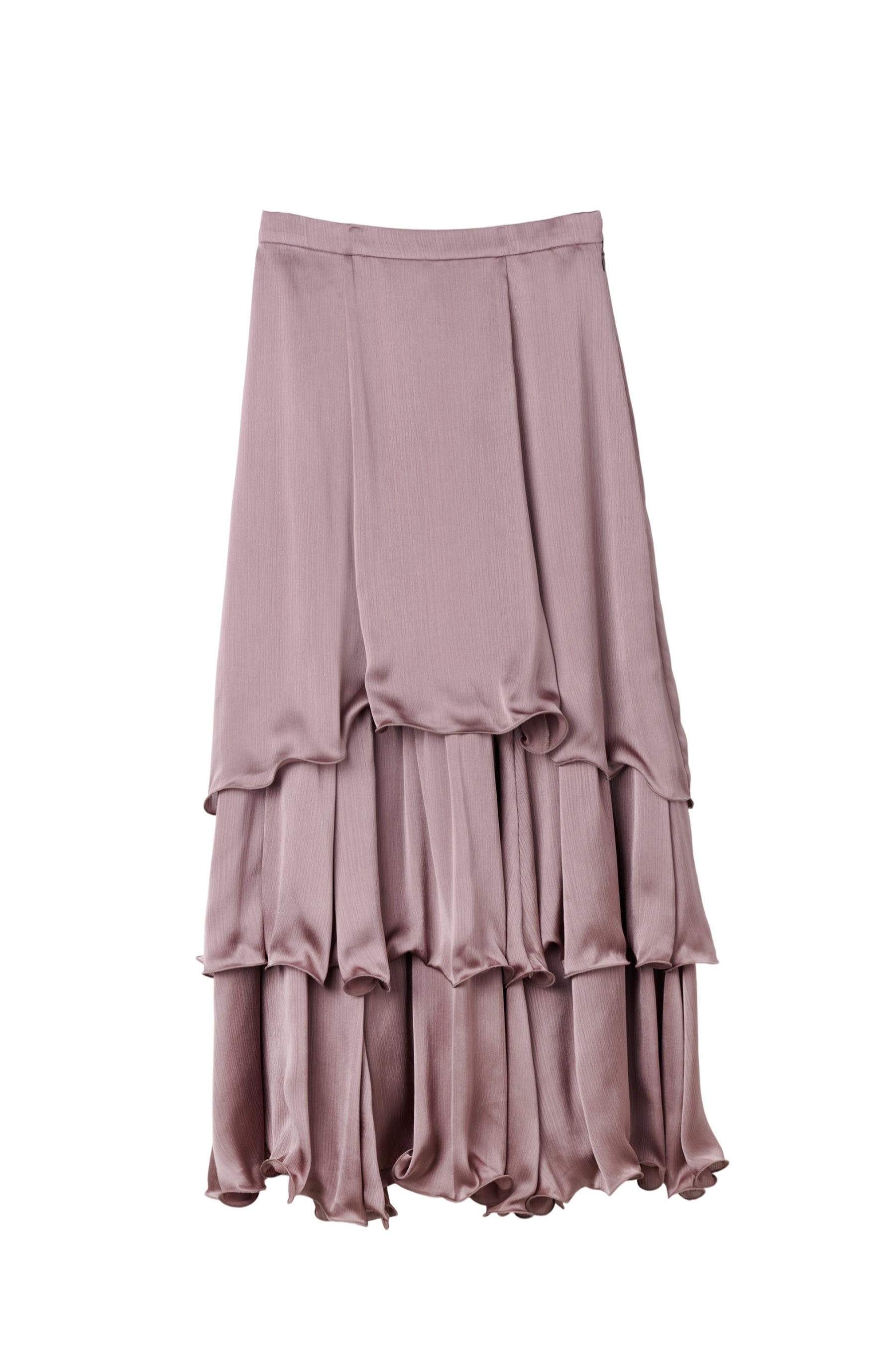 Layered Frilled Satin Skirt