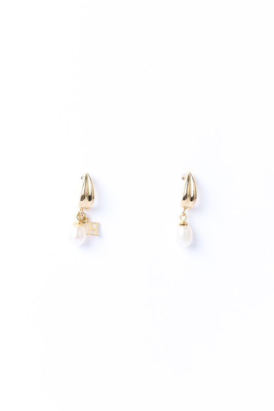 Twin-Arch Drop Pearl Earrings