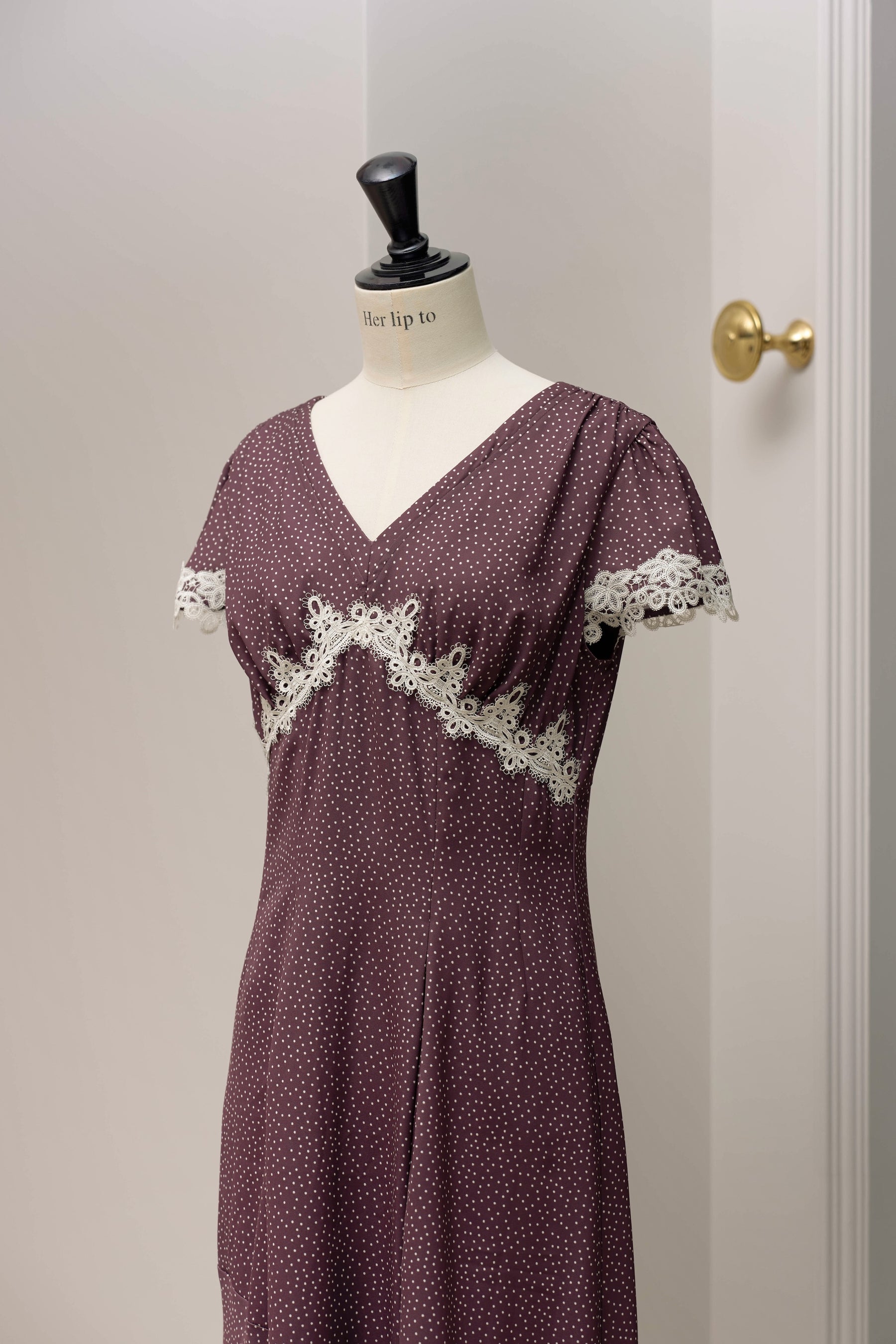 【9月上旬発送】【新色】Polka-Dot Lace-Trim Dress