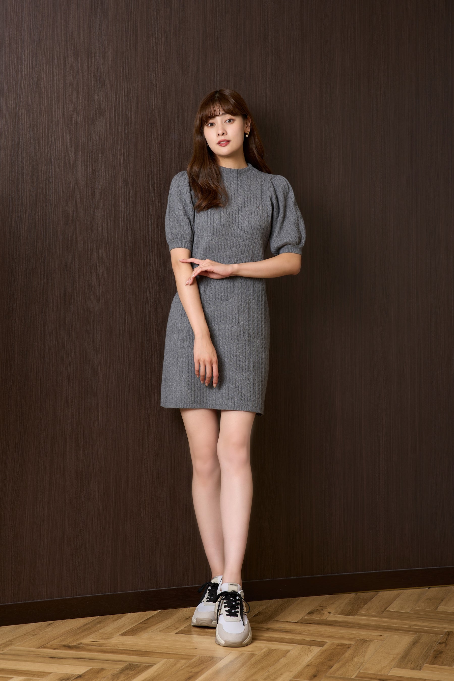 Puff Sleeve Cable Knit Dress