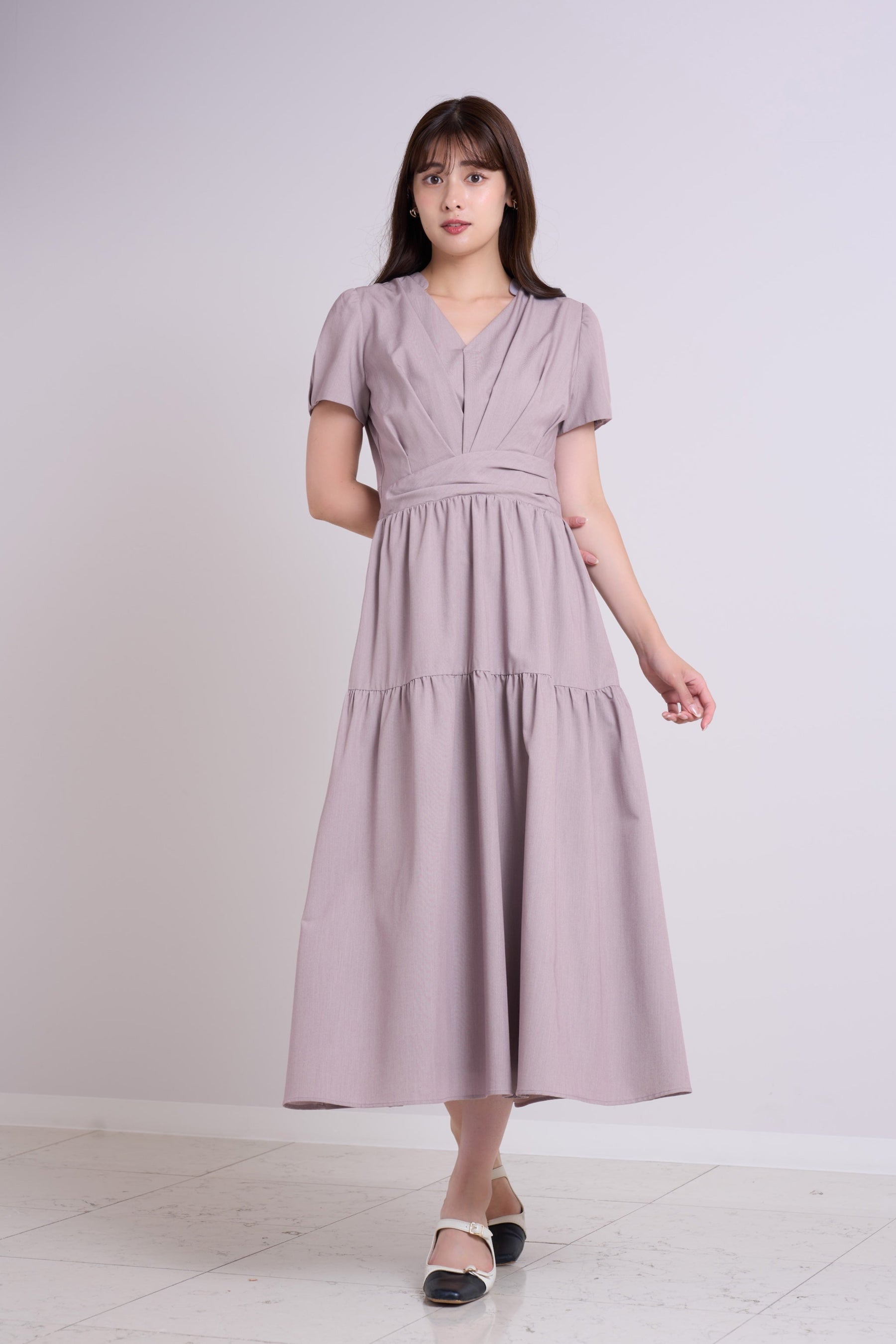 【8月下旬発送】Tucked Gathered Shirt Dress