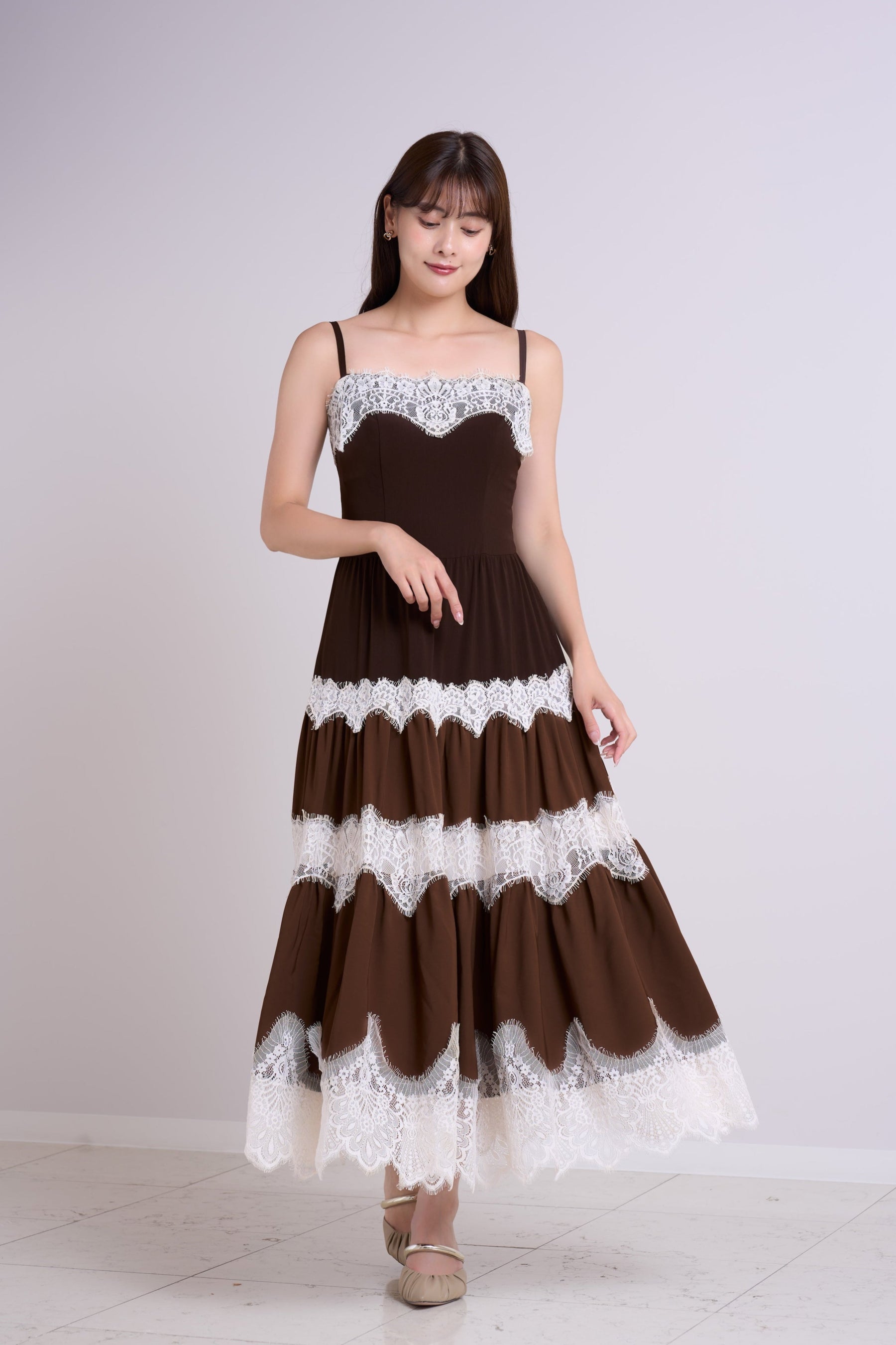 Isa Tiered Lace Cami Dress