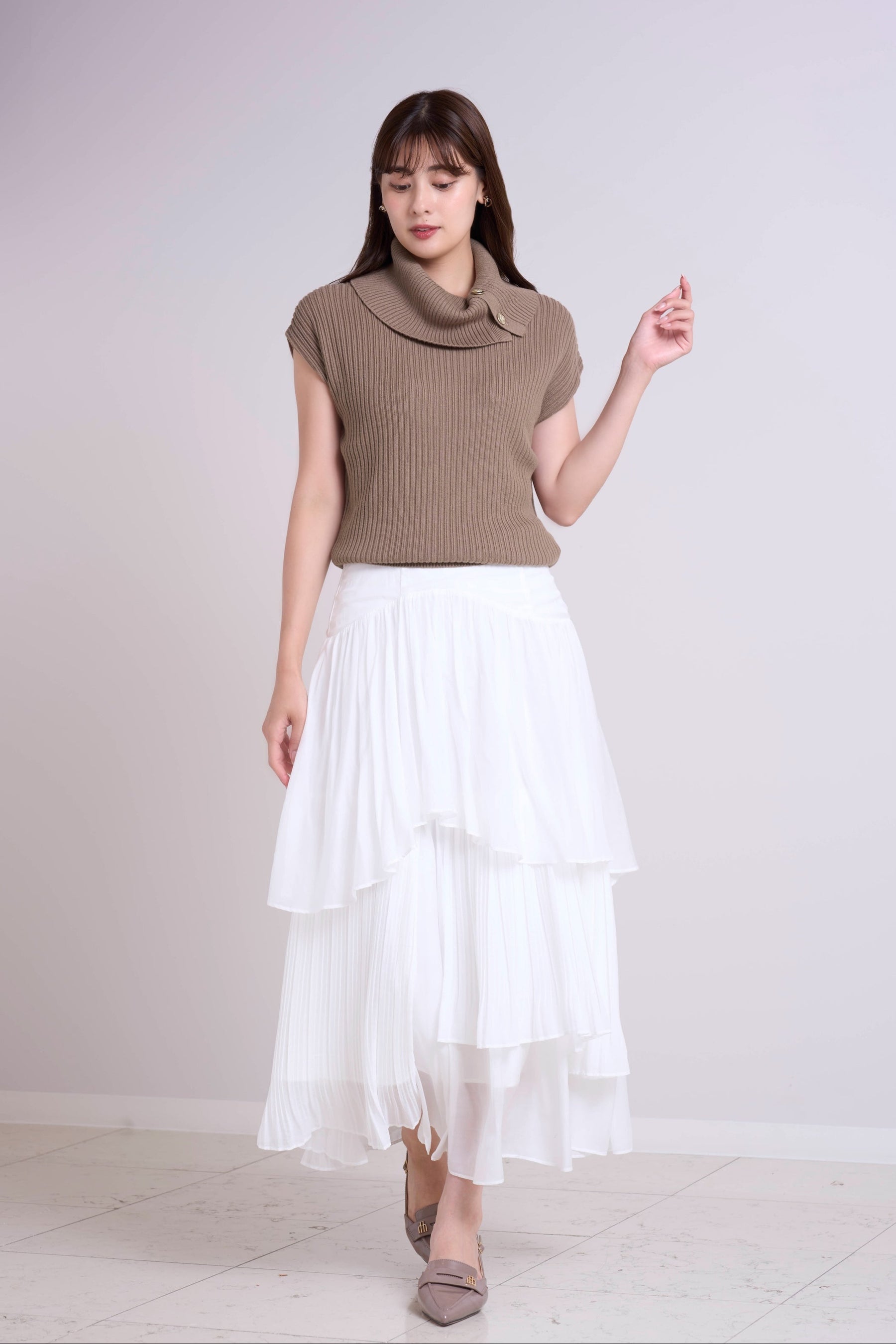 Fold-Over Sleeveless Knit Top