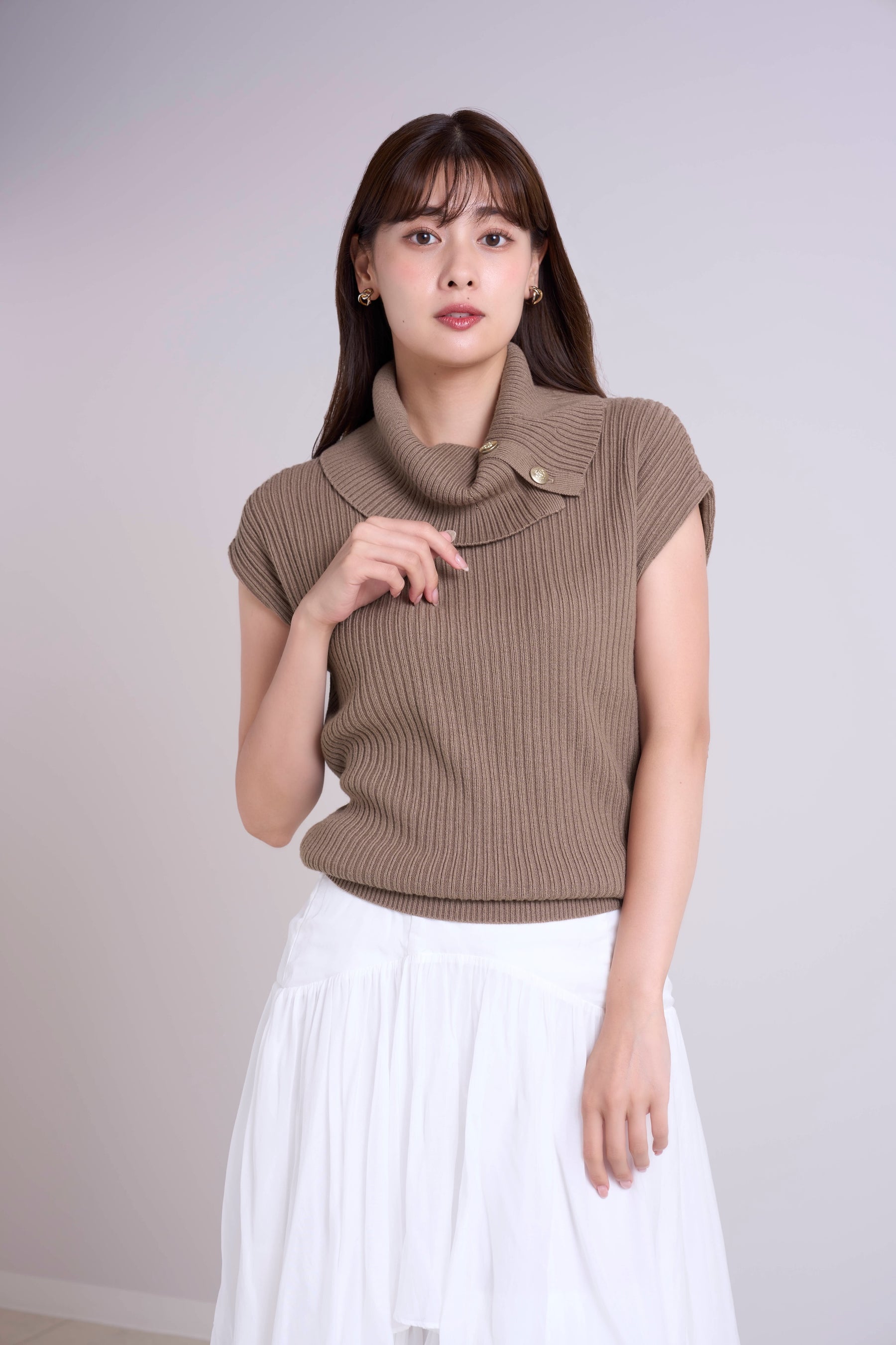 Fold-Over Sleeveless Knit Top