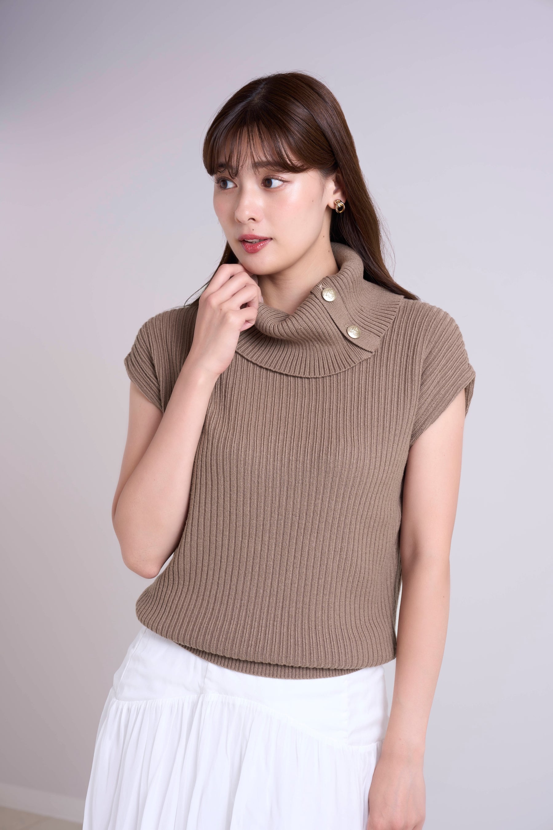 Fold-Over Sleeveless Knit Top