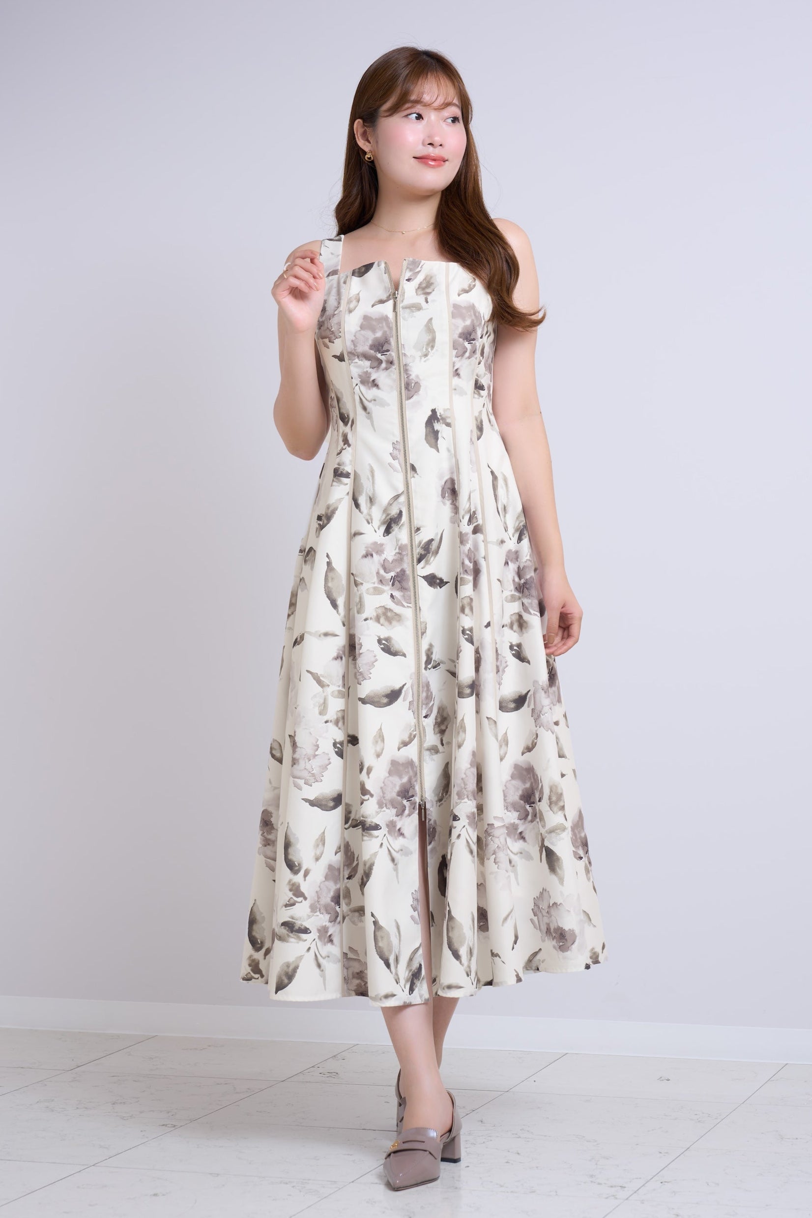 Noemie Floral Zip-Up Dress