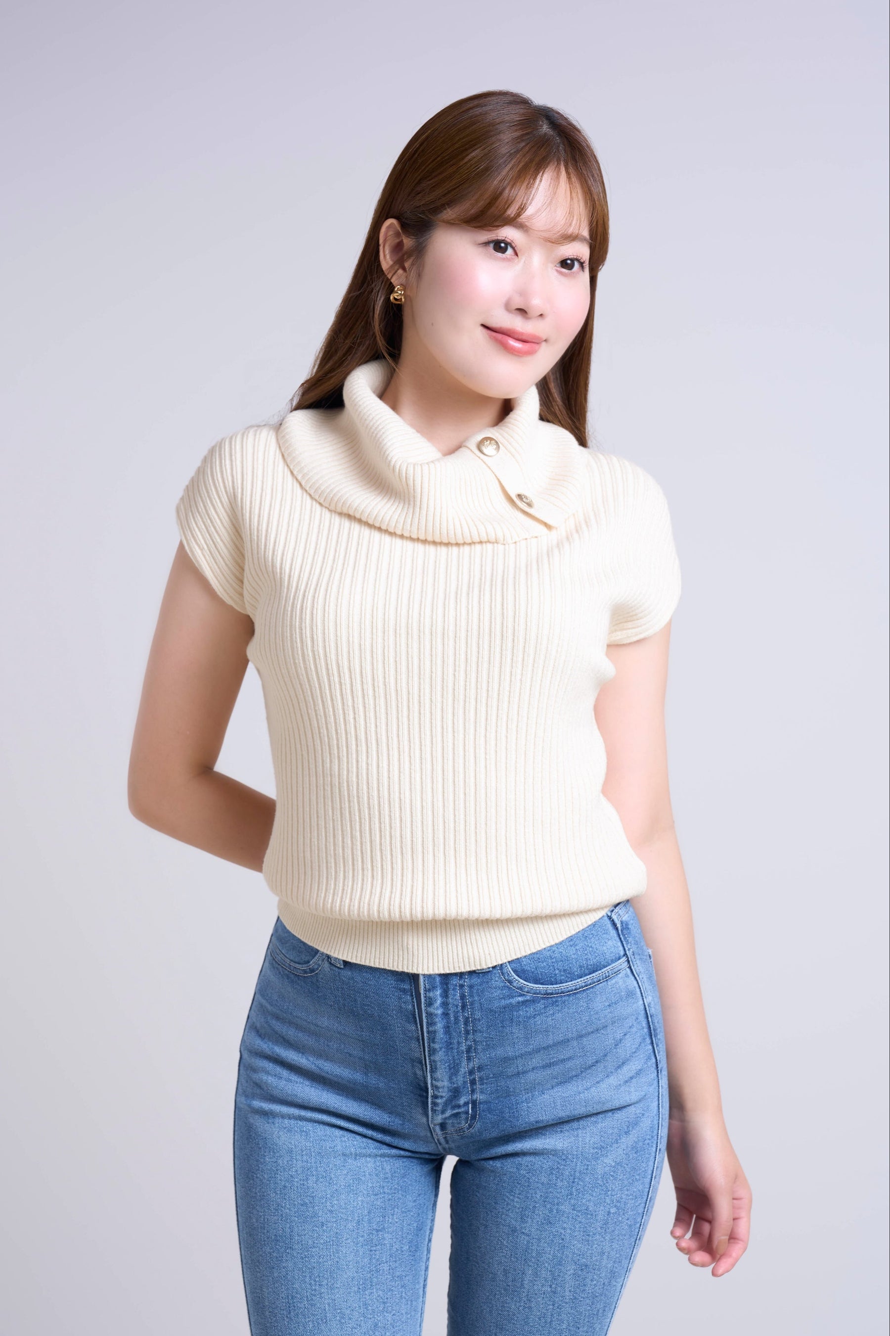 Fold-Over Sleeveless Knit Top