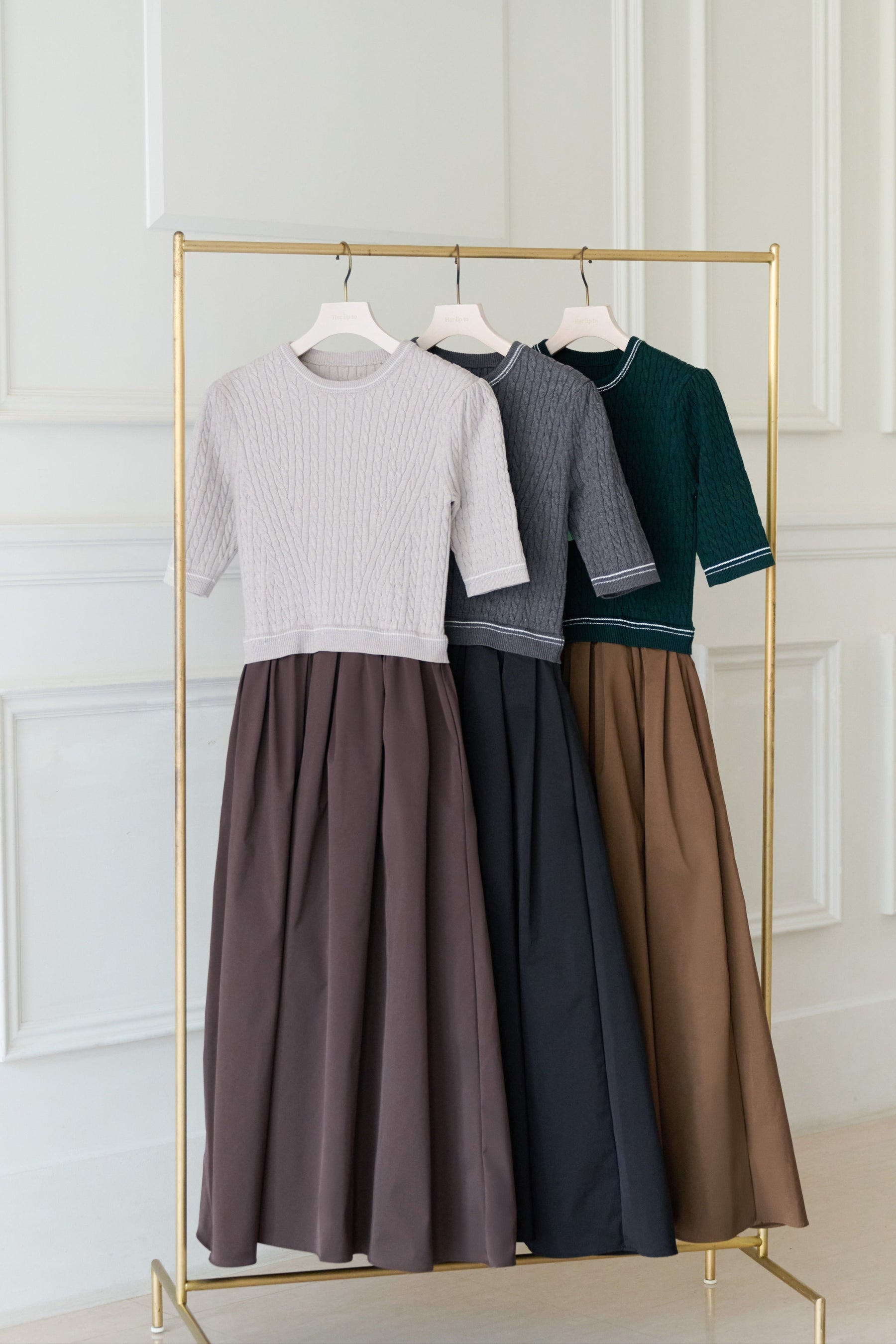 Cable Knit Docking Flared Dress