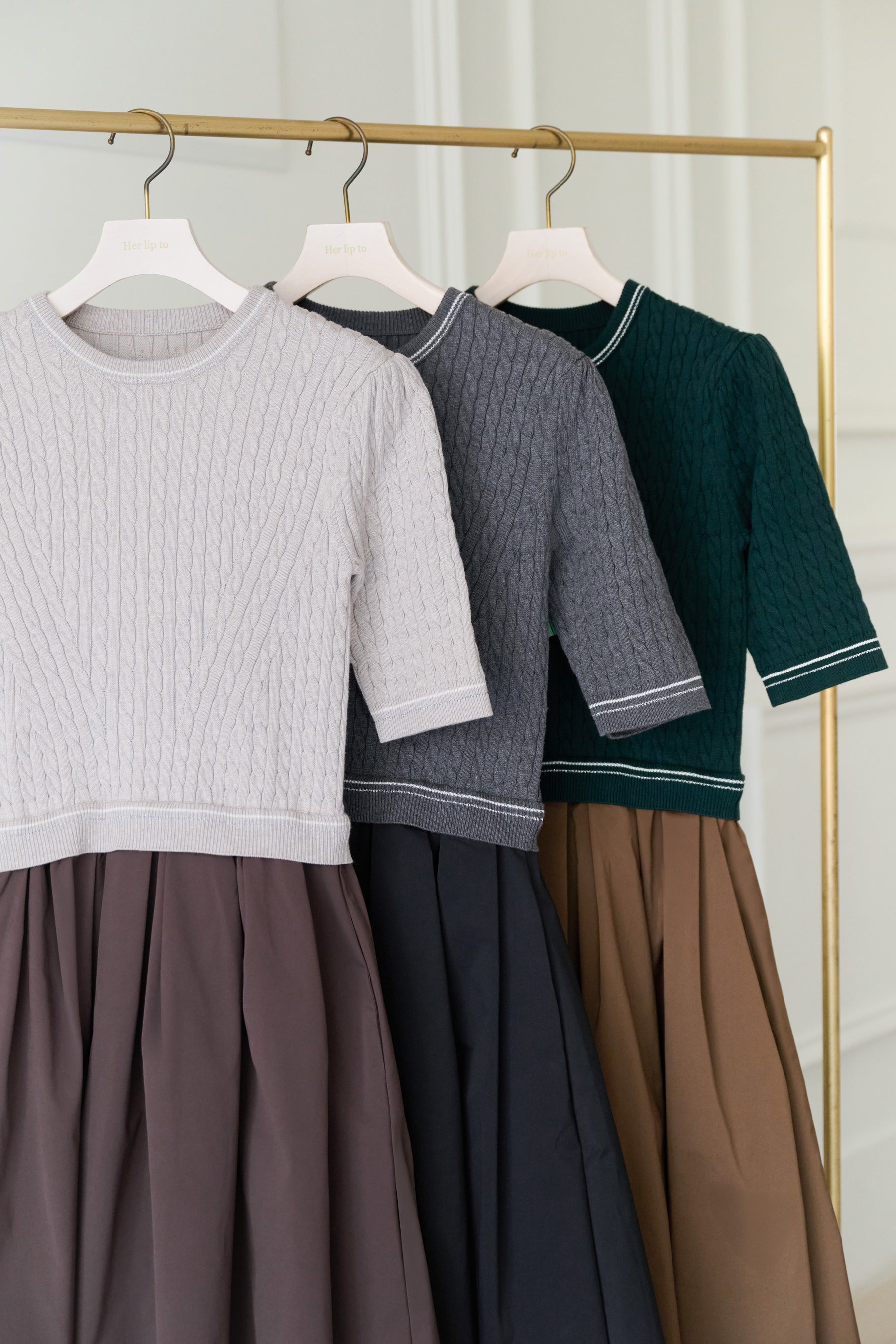 Cable Knit Docking Flared Dress