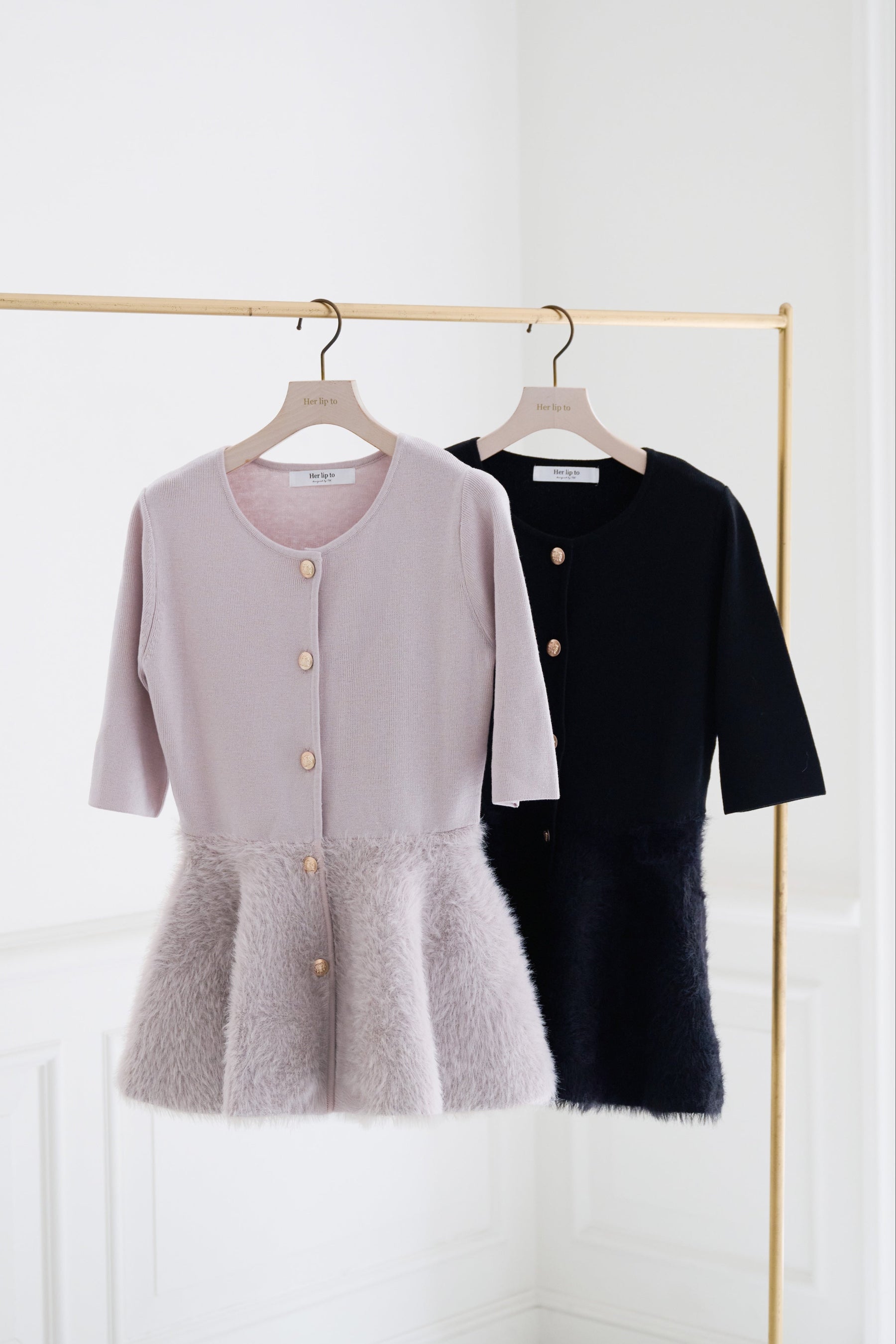 【10月中旬發送】Peplum Fur Knit Top