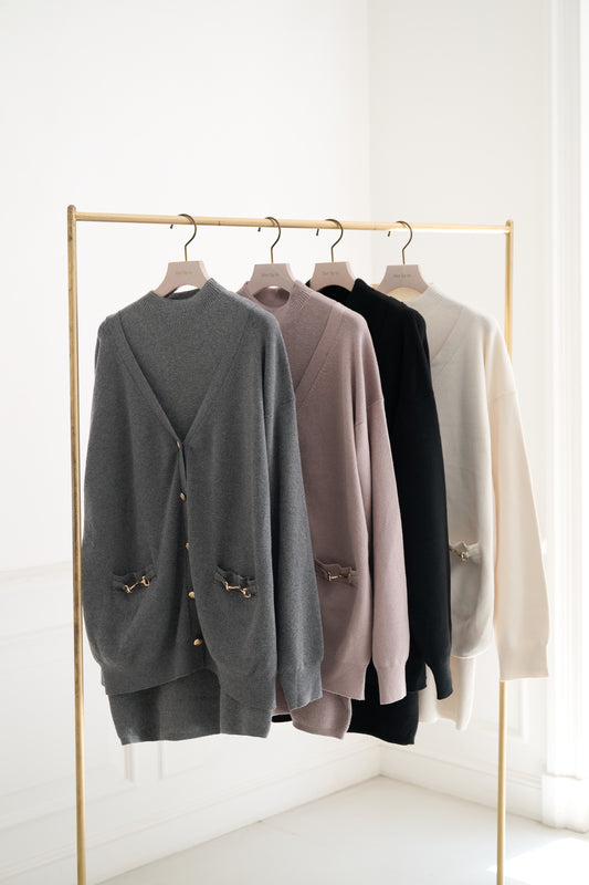 【black / ecru】Clemence Knit Dress Set