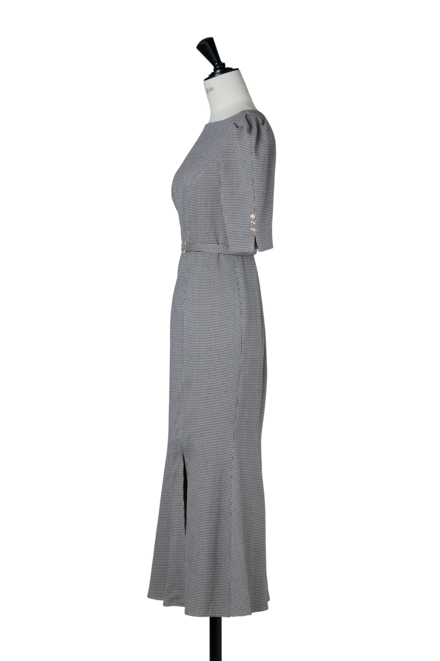 Houndstooth Belted Mermaid Dress