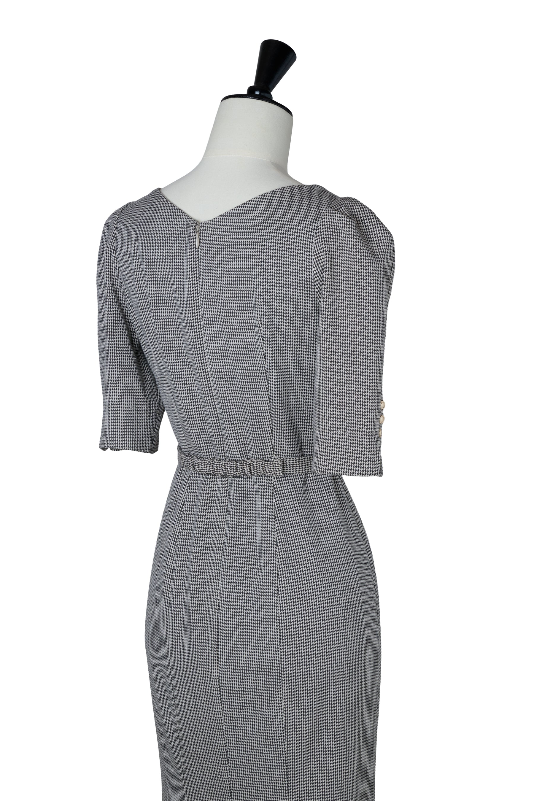 Houndstooth Belted Mermaid Dress