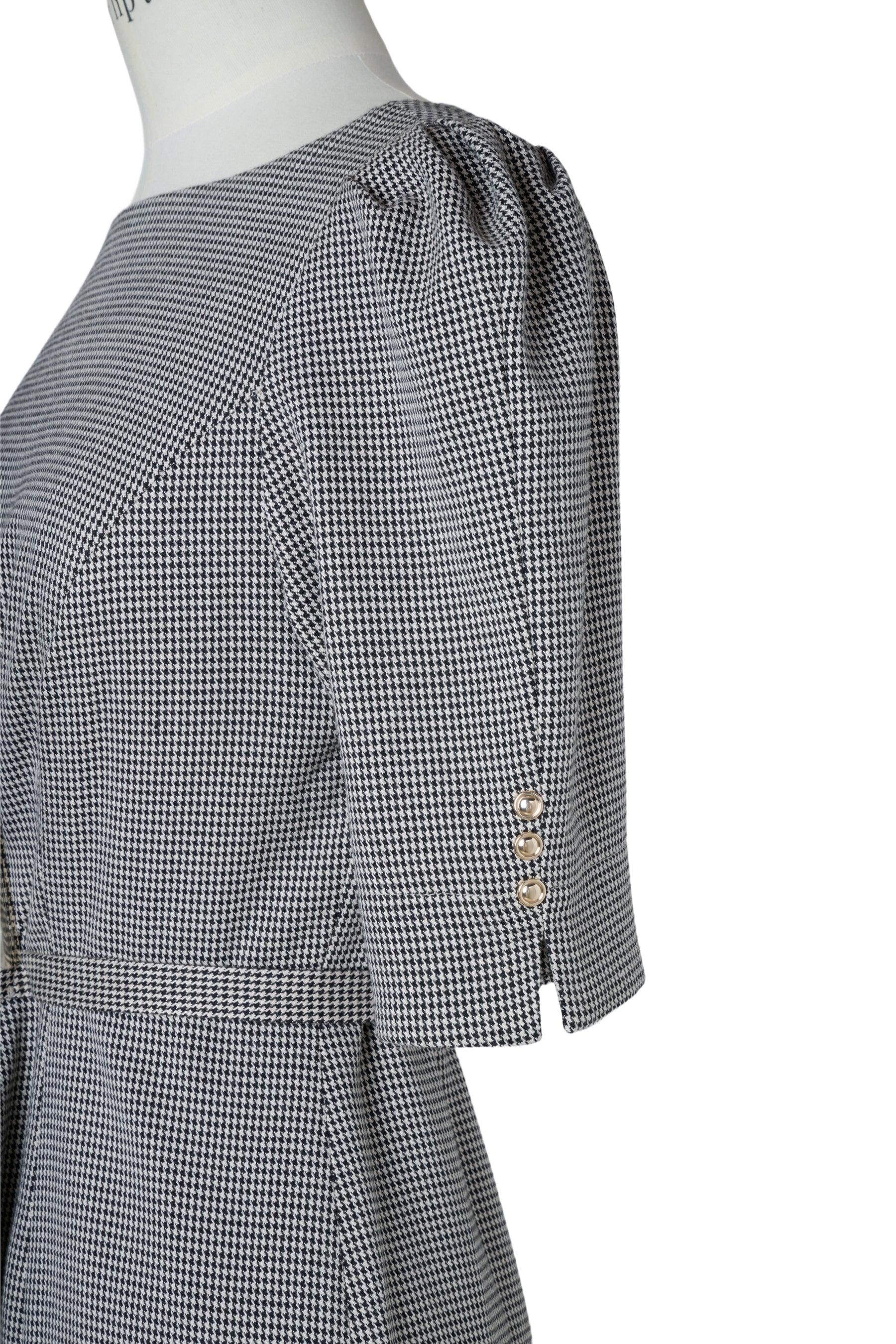 Houndstooth Belted Mermaid Dress