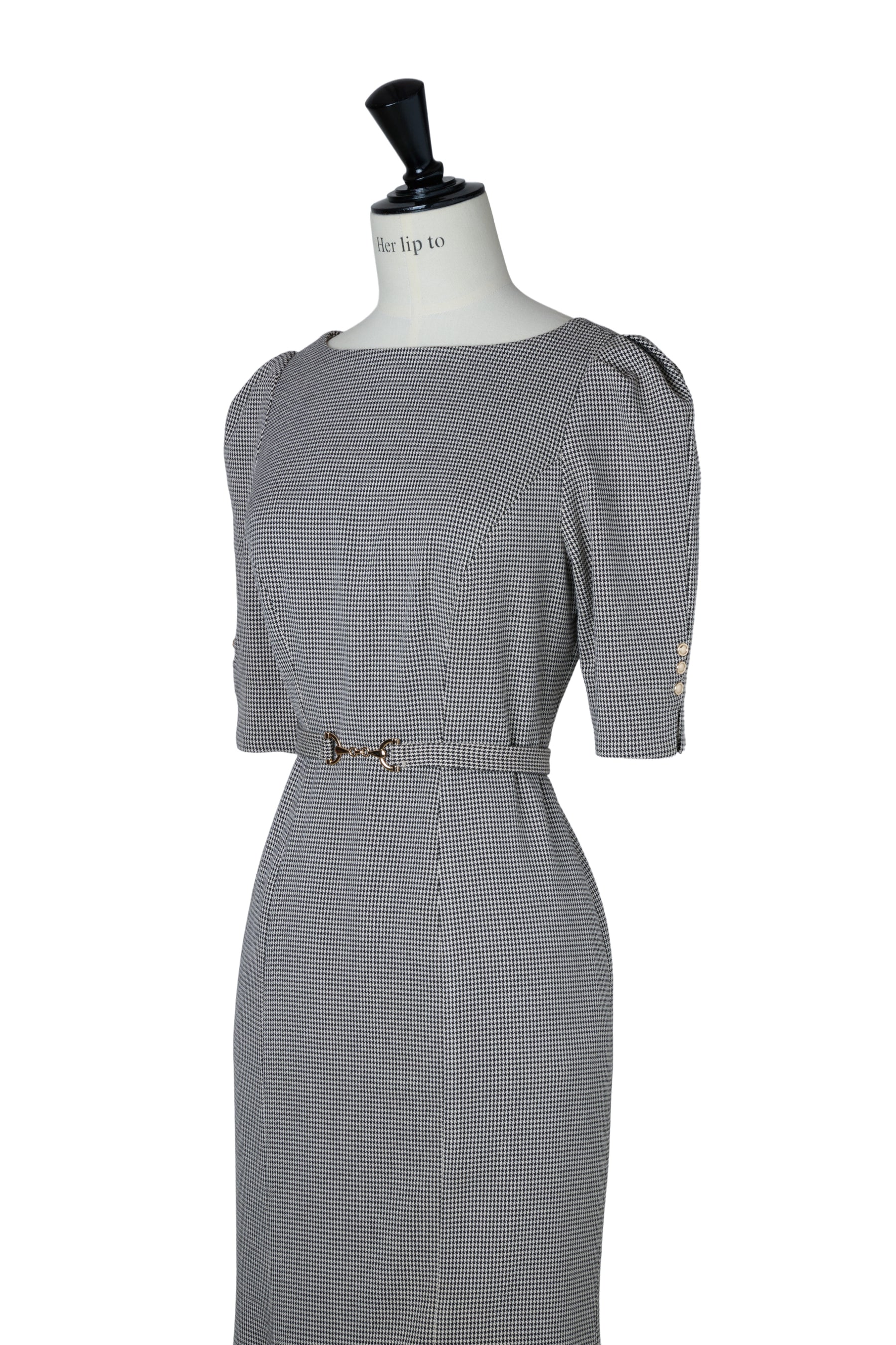 Houndstooth Belted Mermaid Dress