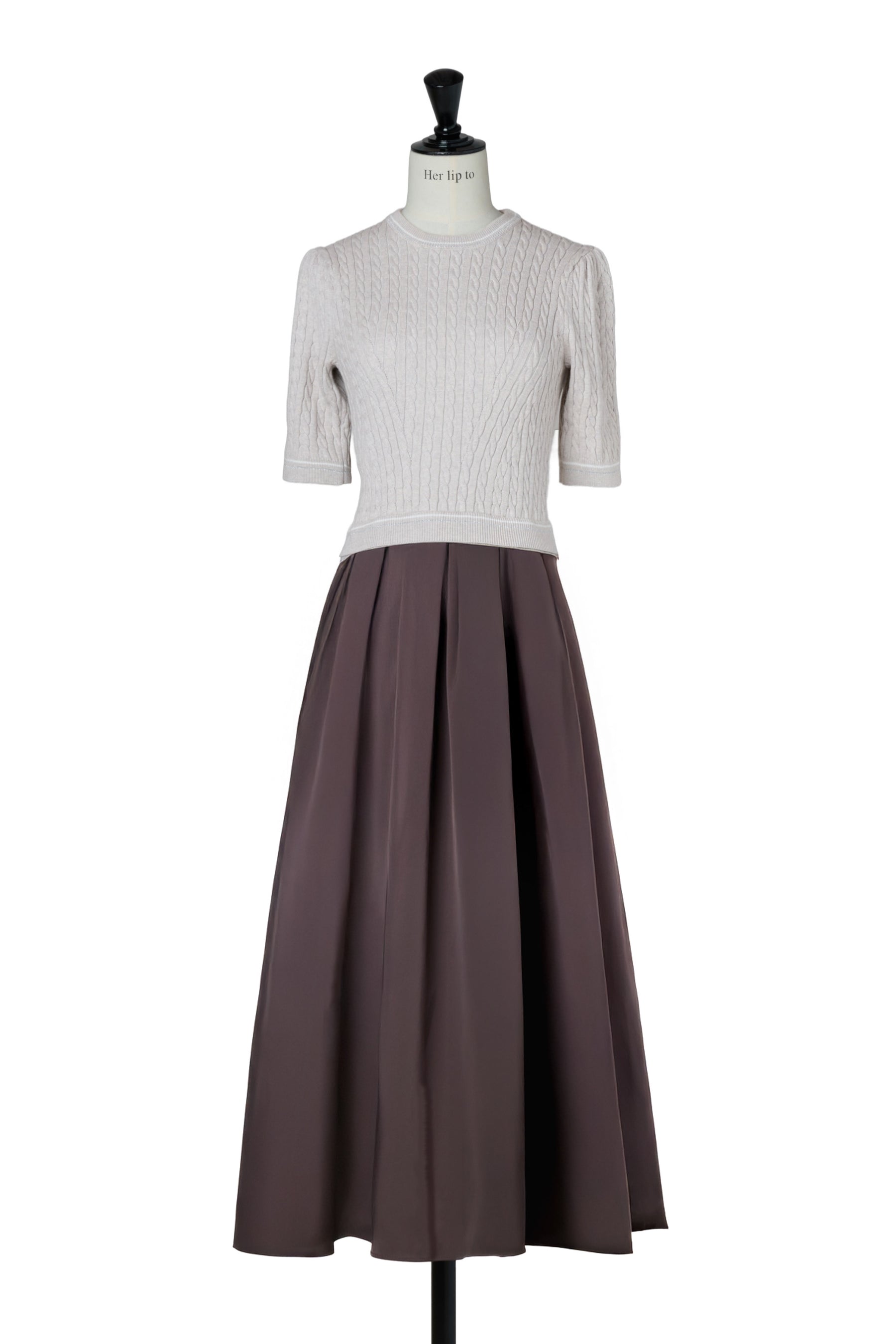 Cable Knit Docking Flared Dress