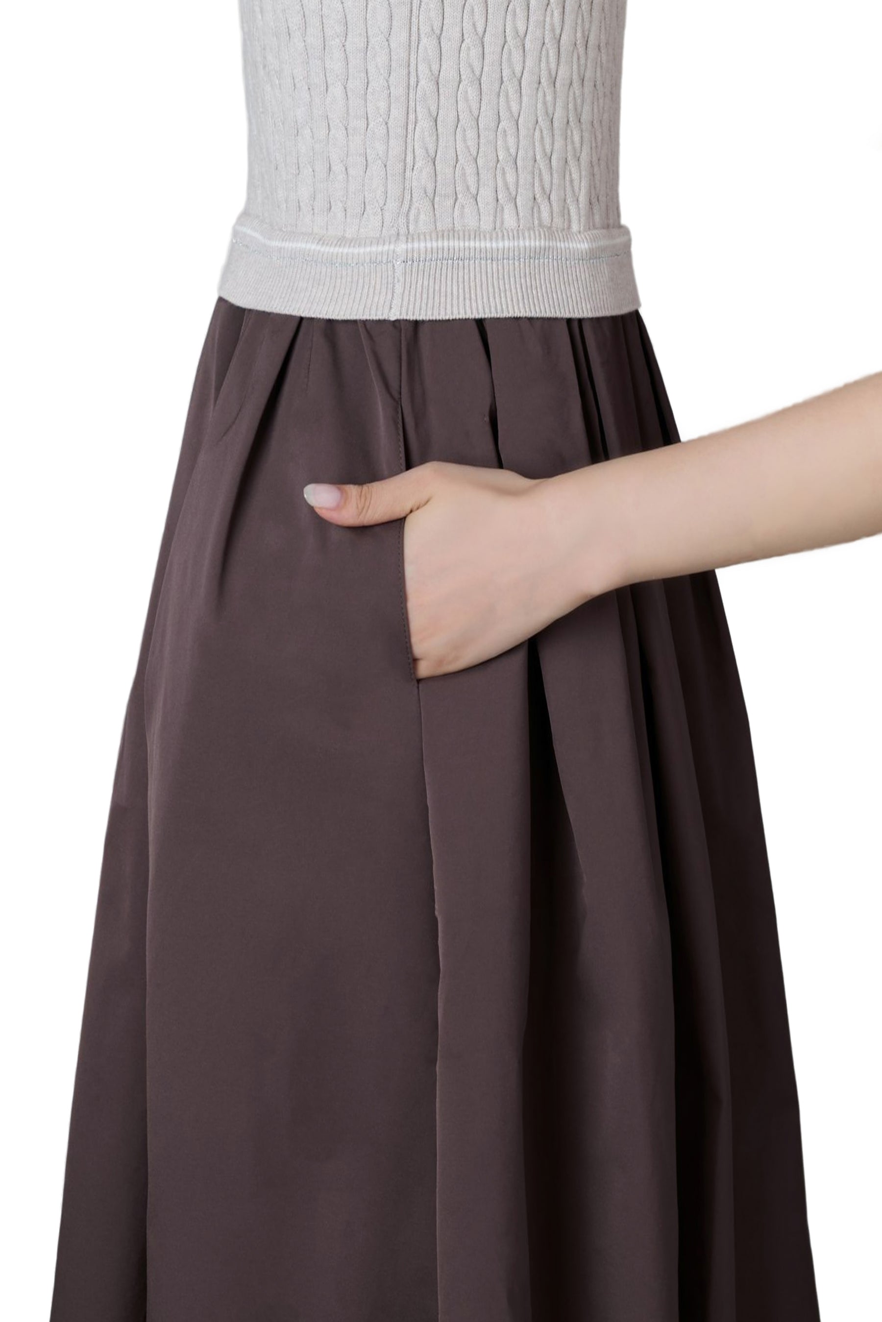 Cable Knit Docking Flared Dress