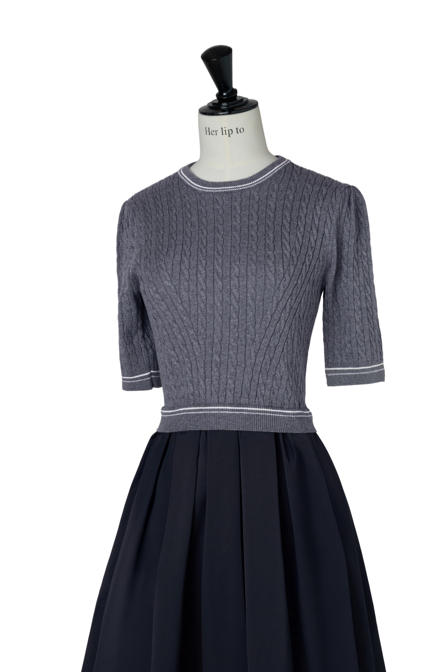Cable Knit Docking Flared Dress