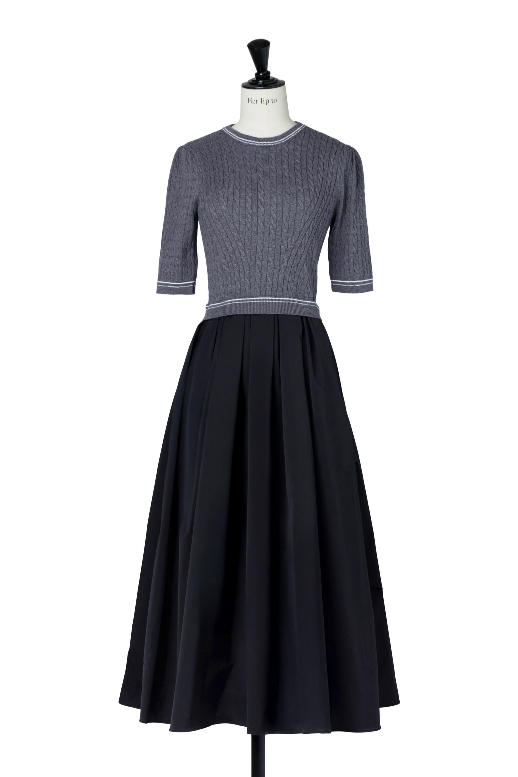 Cable Knit Docking Flared Dress