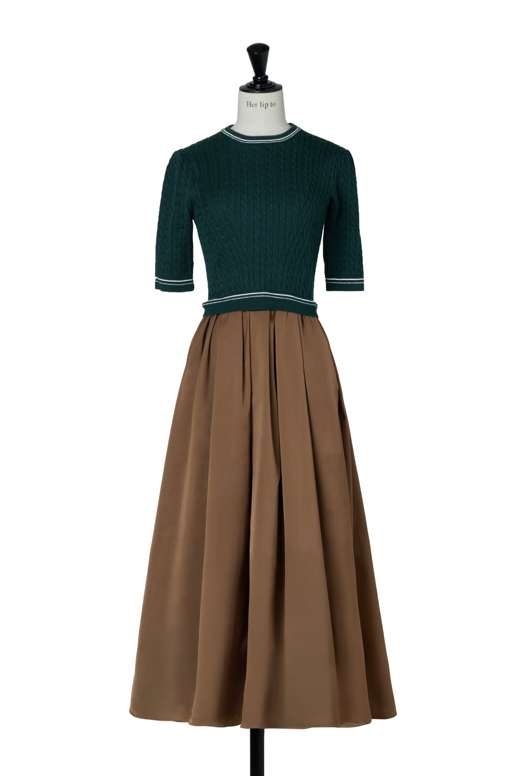 Cable Knit Docking Flared Dress