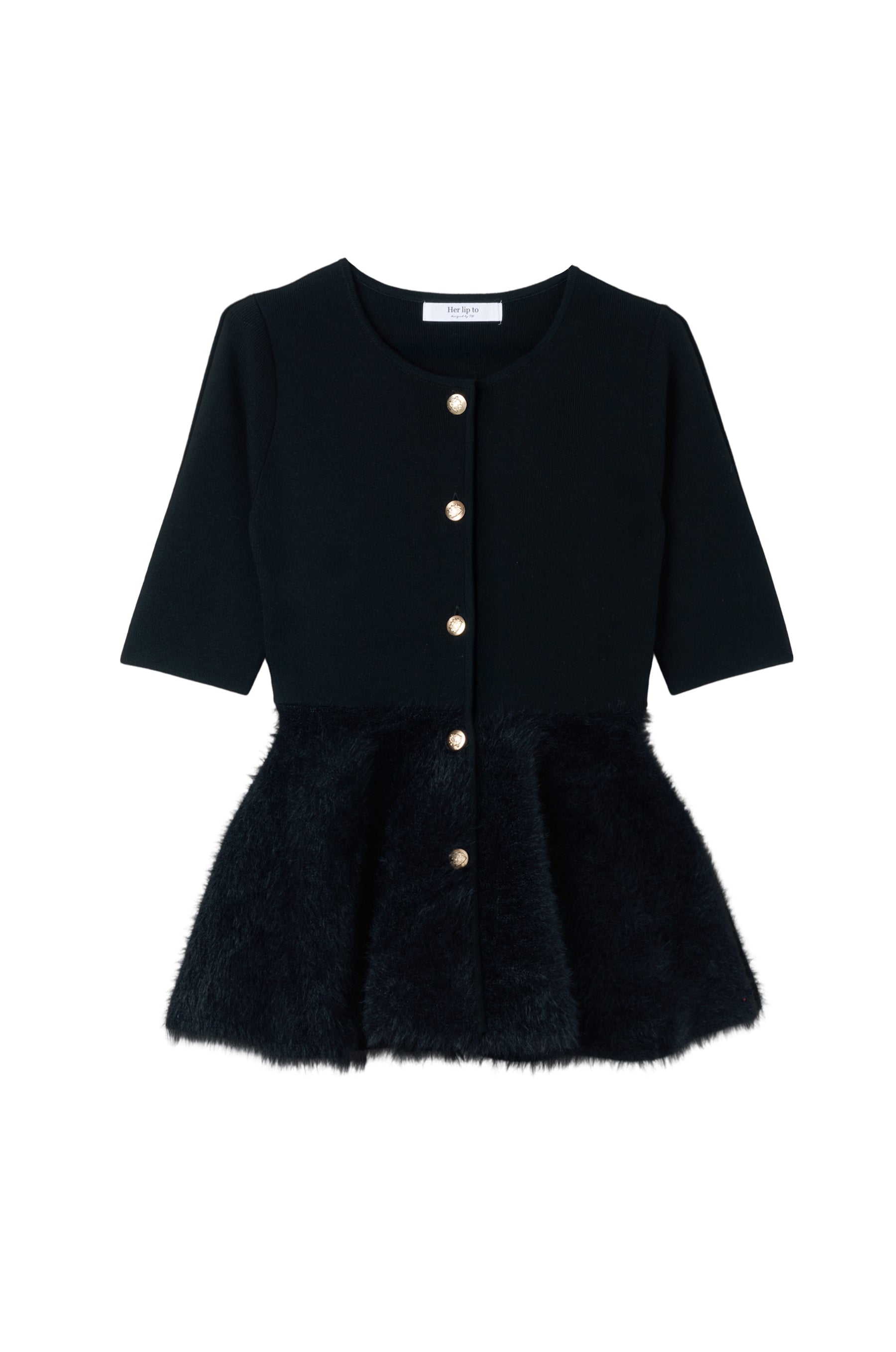 【10月中旬發送】Peplum Fur Knit Top
